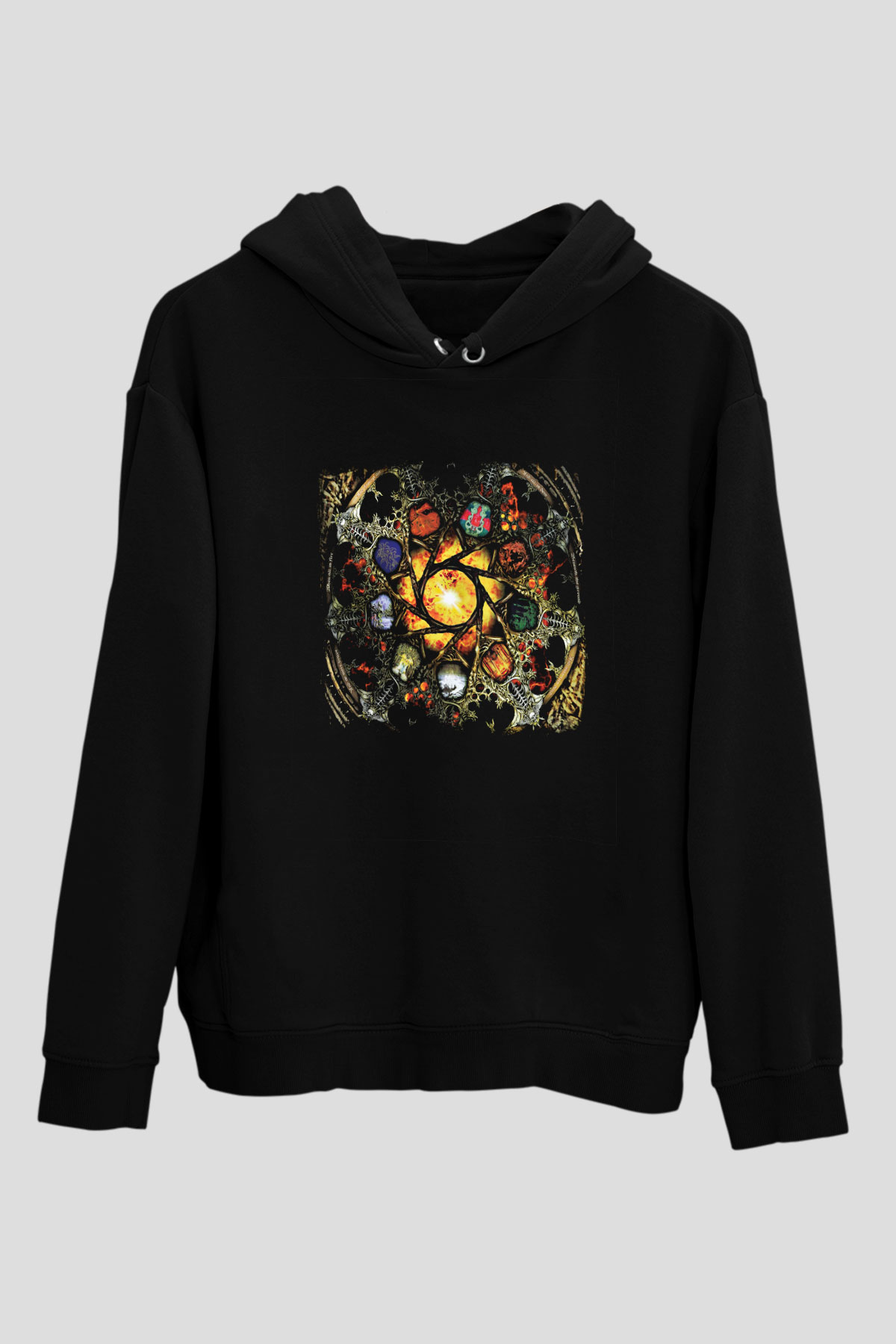 Edge of Sanity Baskılı Unisex Siyah Hoodie