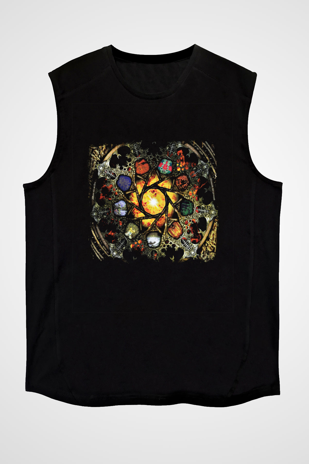 Edge of Sanity Baskılı Unisex Siyah Kolsuz Tişört