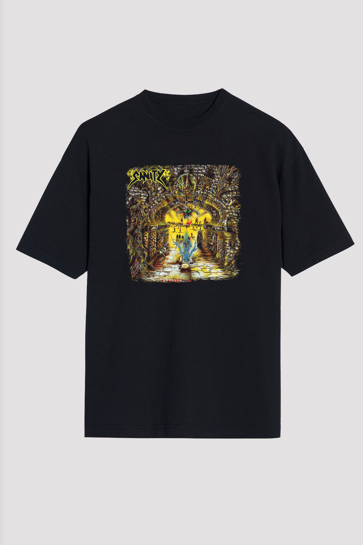 Edge of Sanity Baskılı Unisex Siyah Oversize Tişört