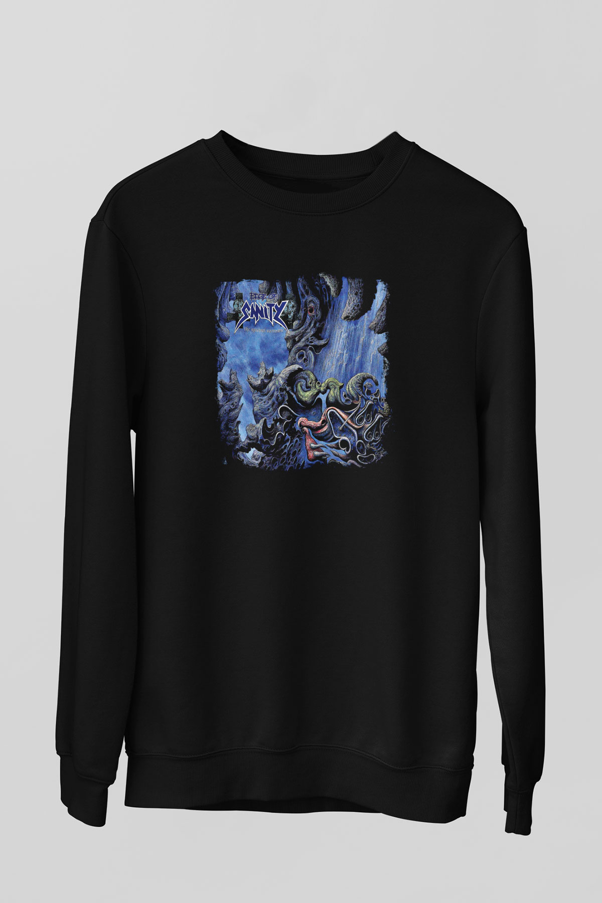 Edge of Sanity Baskılı Unisex Siyah Sweatshirt