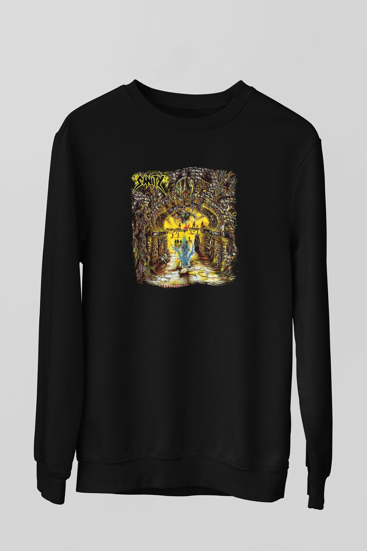 Edge of Sanity Baskılı Unisex Siyah Sweatshirt