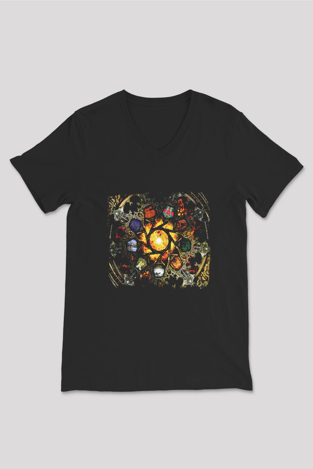 Edge of Sanity Baskılı Unisex Siyah V Yaka Tişört