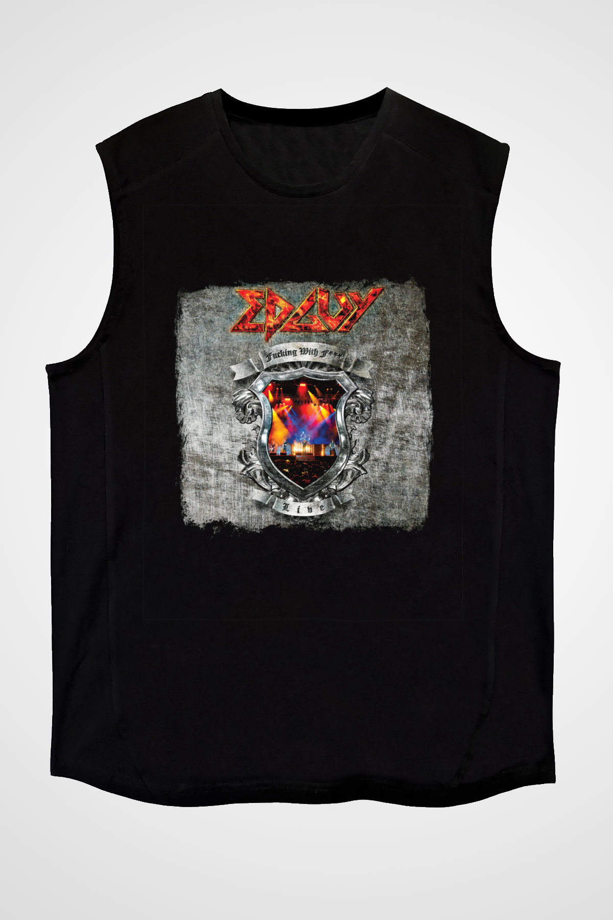 Edguy Baskılı Unisex Siyah Kolsuz Tişört