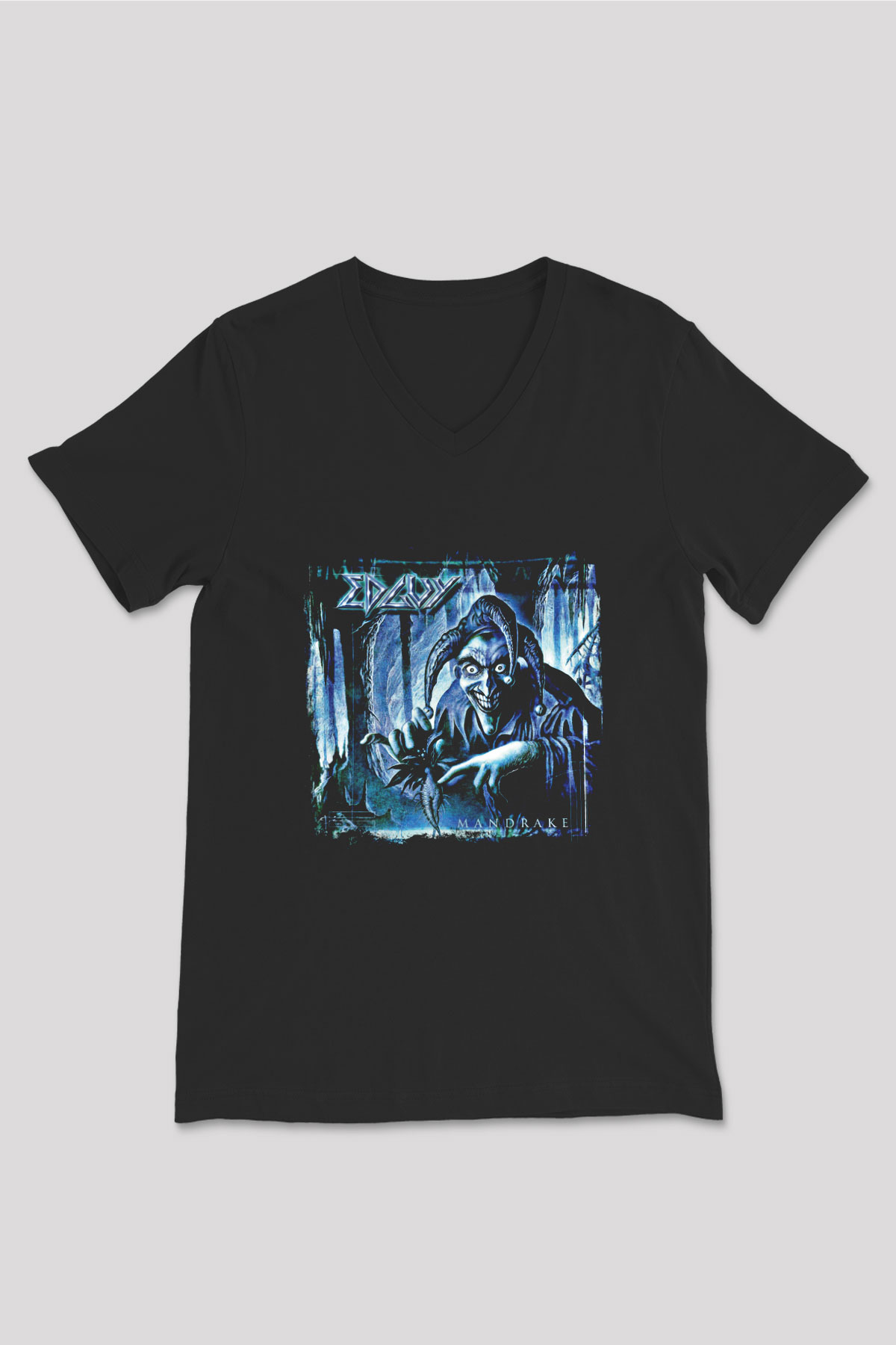 Edguy Baskılı Unisex Siyah V Yaka Tişört