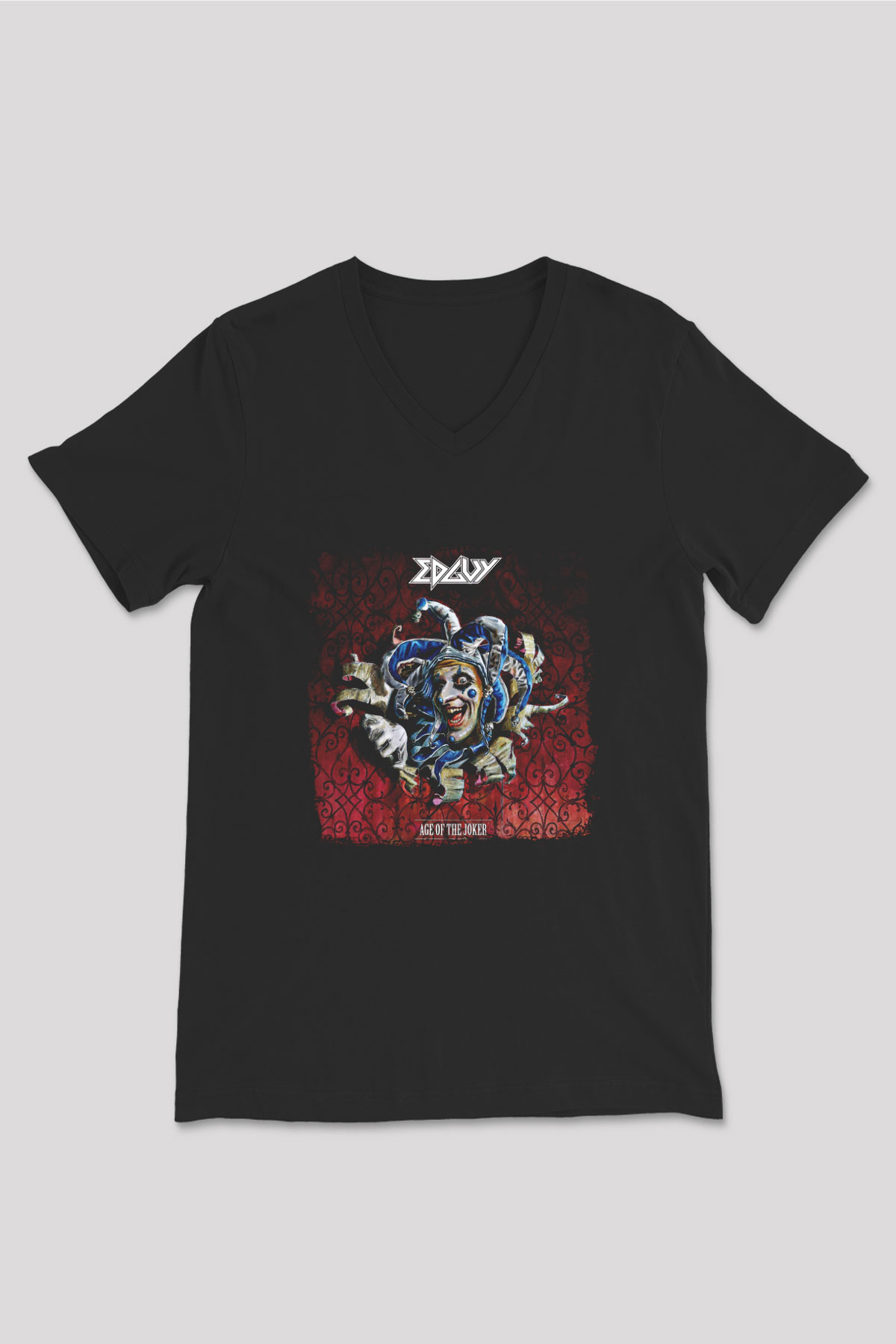 Edguy Baskılı Unisex Siyah V Yaka Tişört