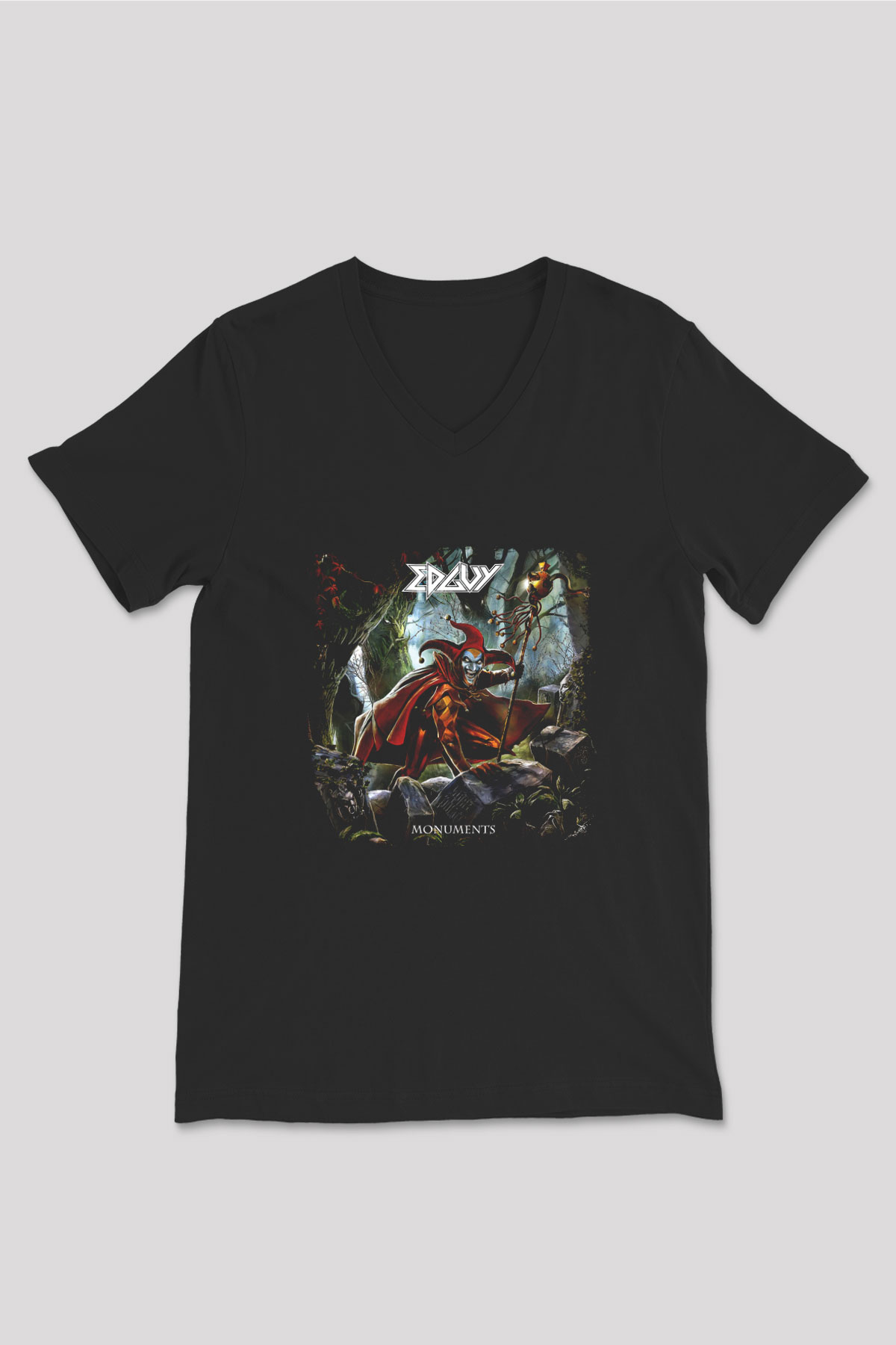 Edguy Baskılı Unisex Siyah V Yaka Tişört