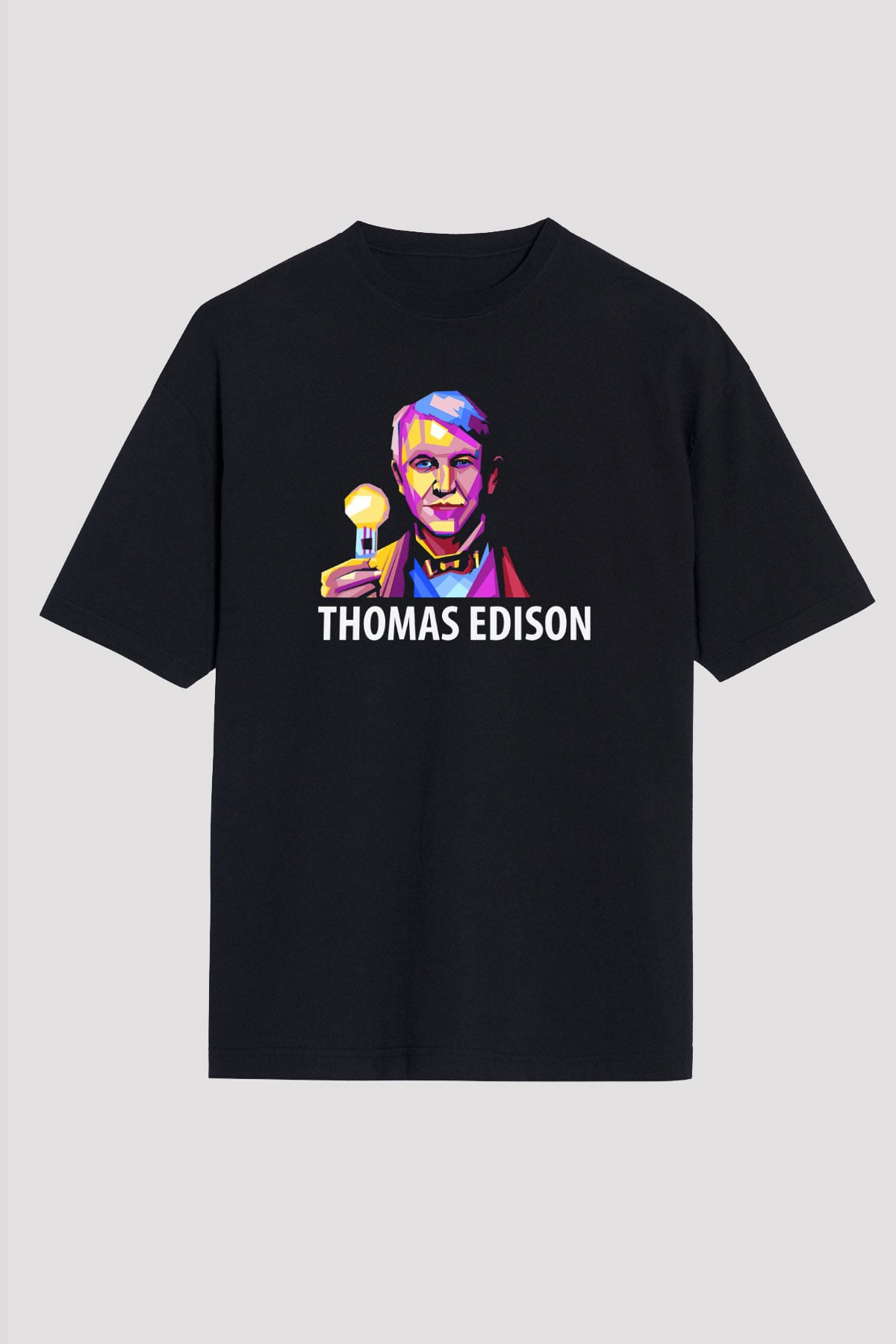 Edison Ampul Baskılı Unisex Oversize Tişört - Tshirt