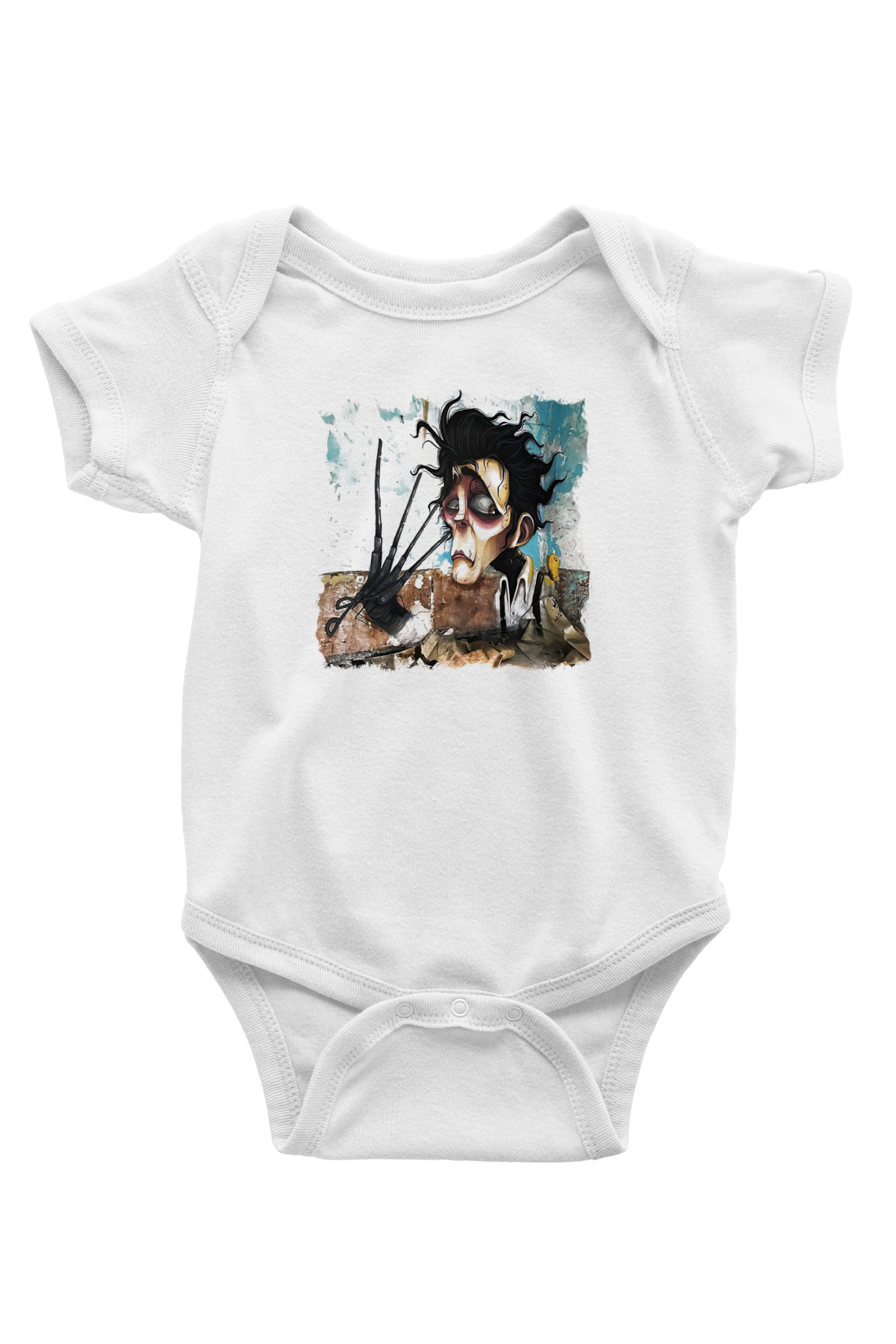 Edward Scissorhands Baskılı Beyaz Unisex Bebek Body - Zıbın