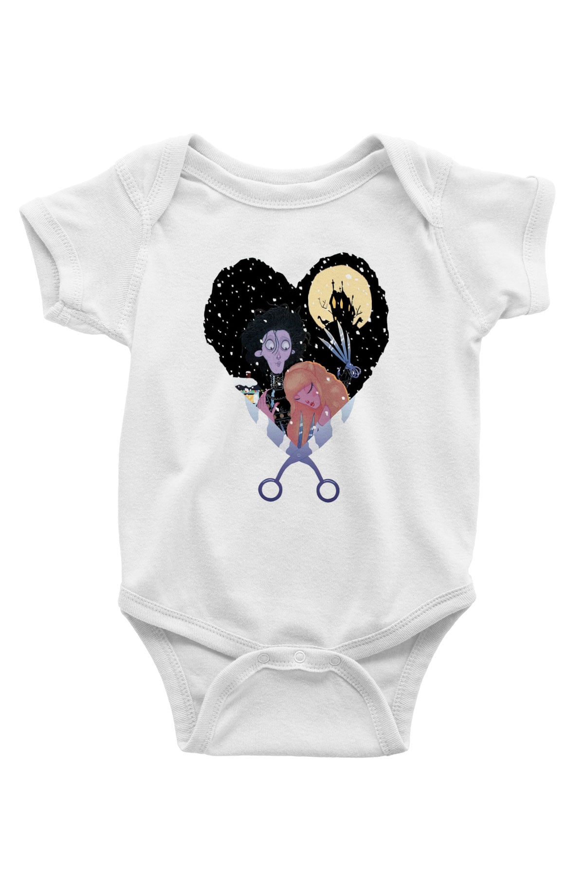 Edward Scissorhands Baskılı Beyaz Unisex Bebek Body - Zıbın