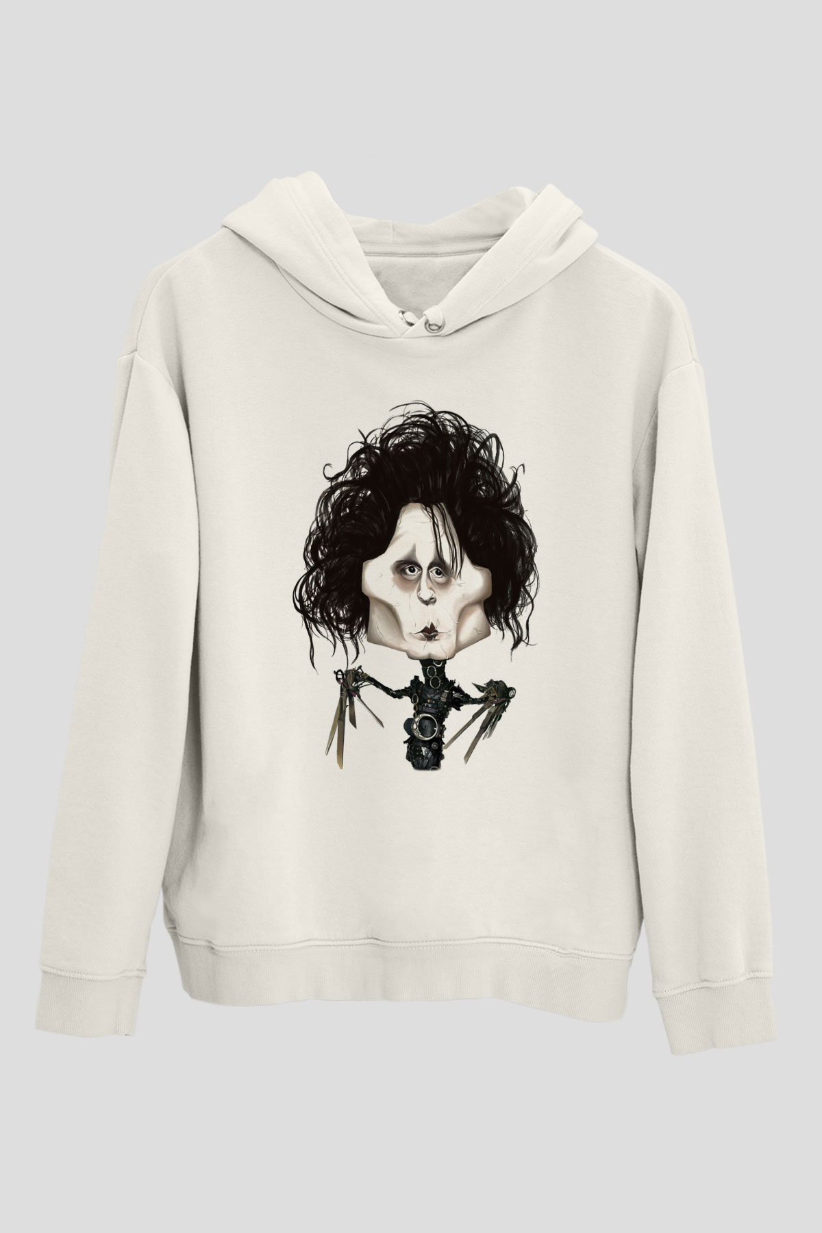 Edward Scissorhands Beyaz Unisex Kapşonlu Sweatshirt