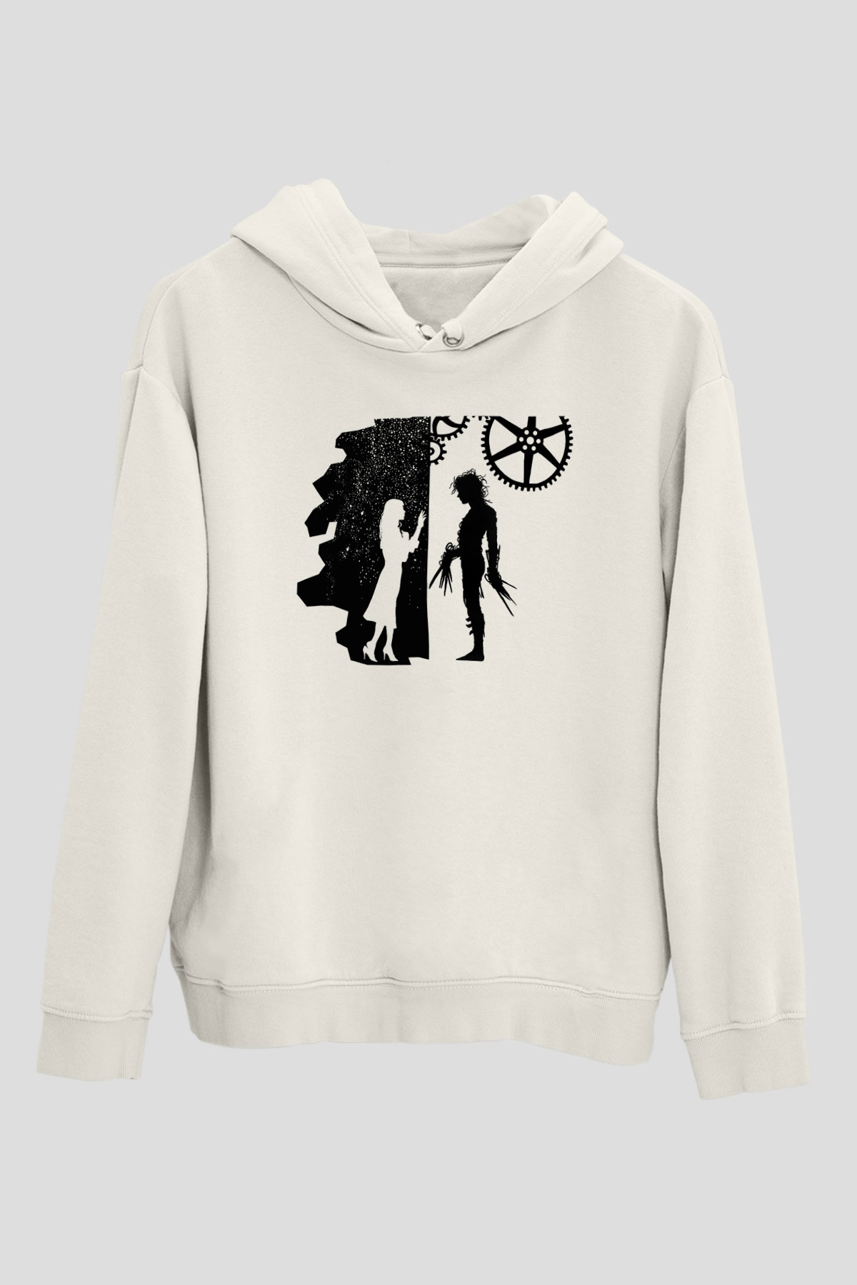 Edward Scissorhands Beyaz Unisex Kapşonlu Sweatshirt