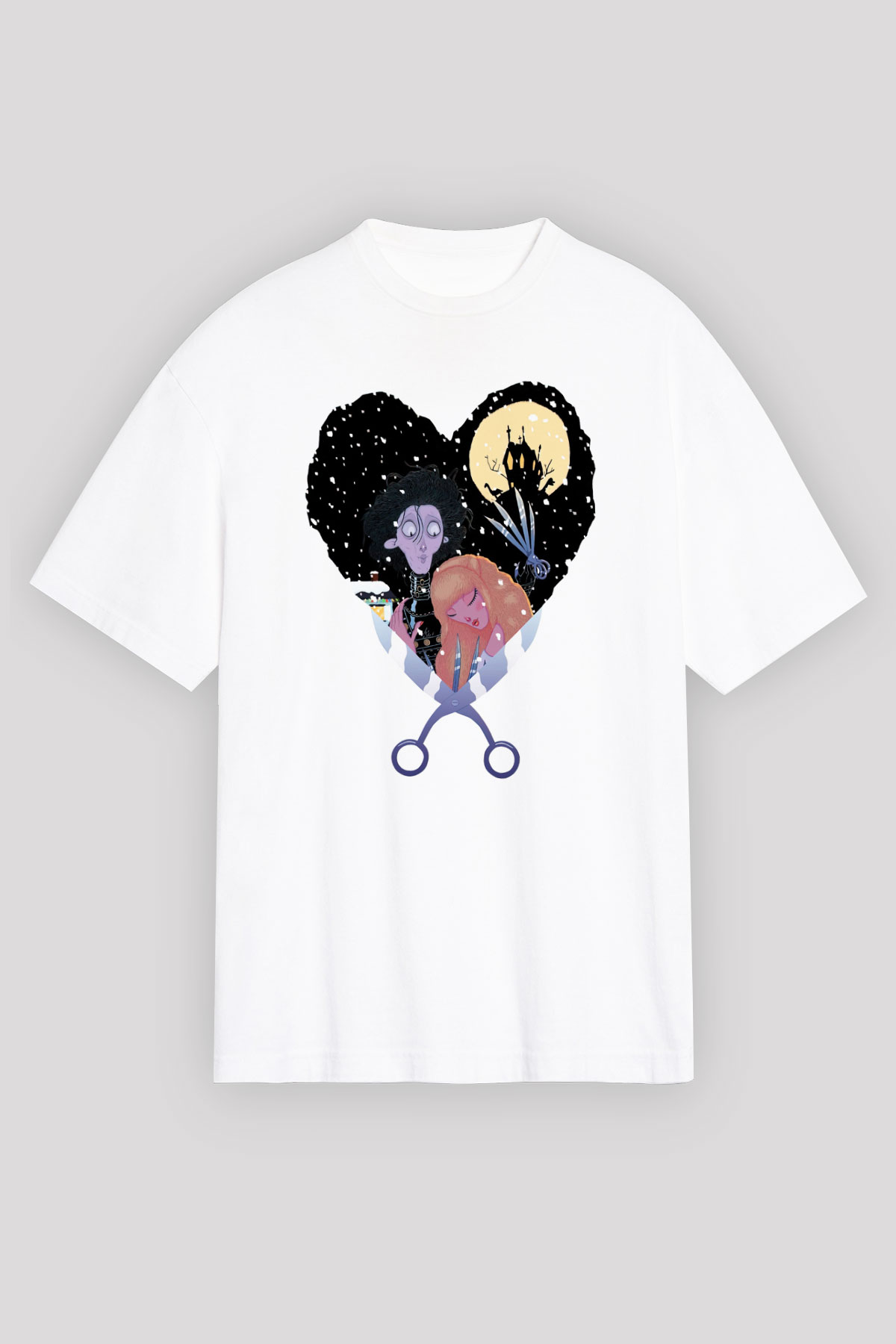 Edward Scissorhands Beyaz Unisex Oversize Tişört
