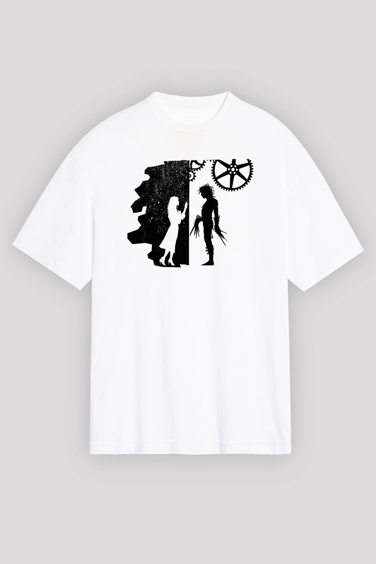 Edward Scissorhands Beyaz Unisex Oversize Tişört