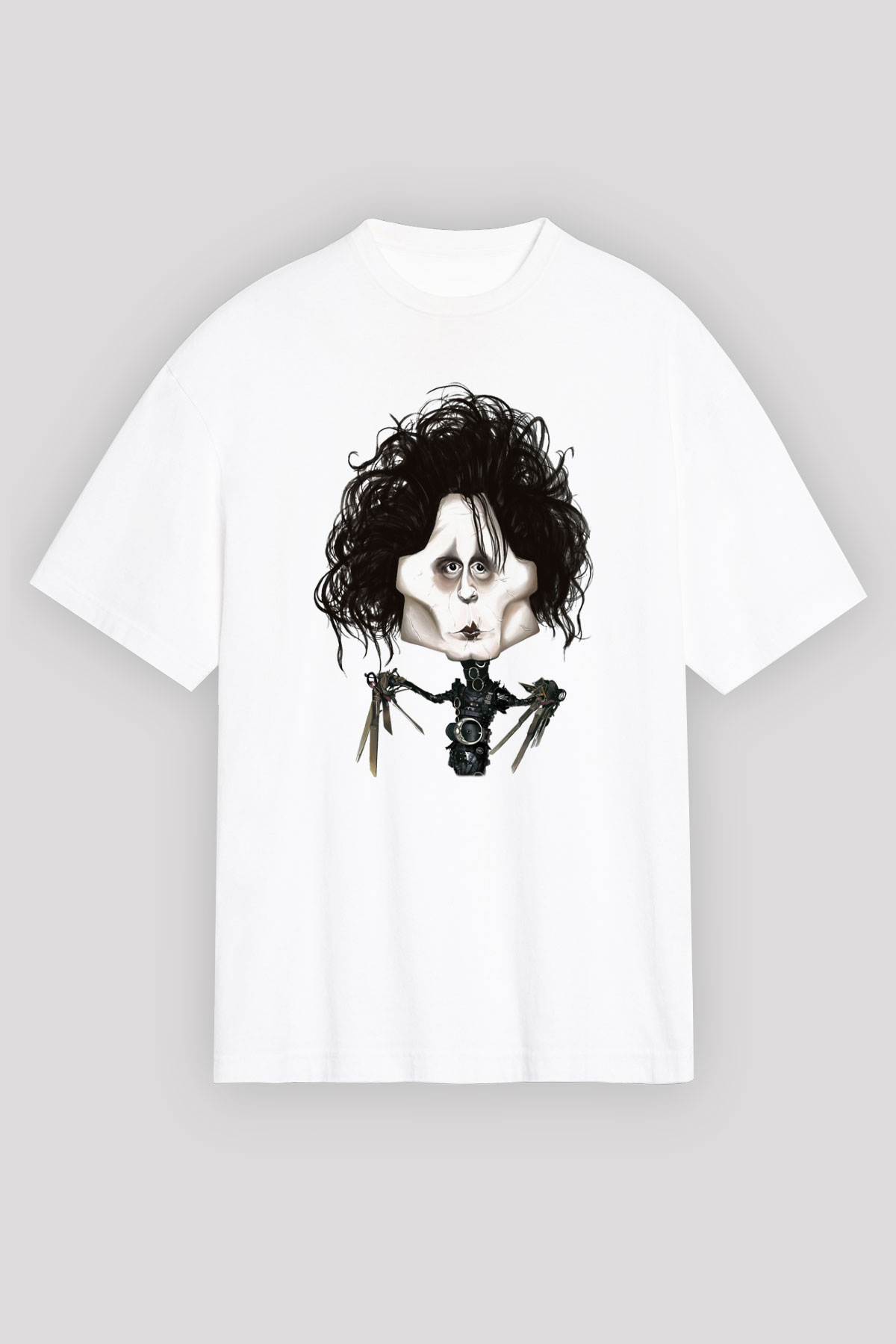 Edward Scissorhands Beyaz Unisex Oversize Tişört
