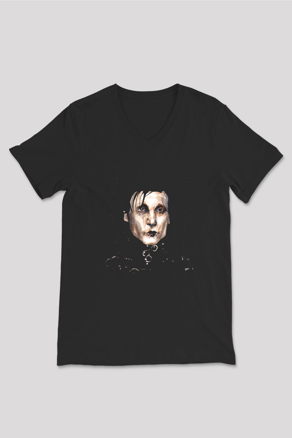 Edward Scissorhands Siyah Unisex V Yaka Tişört