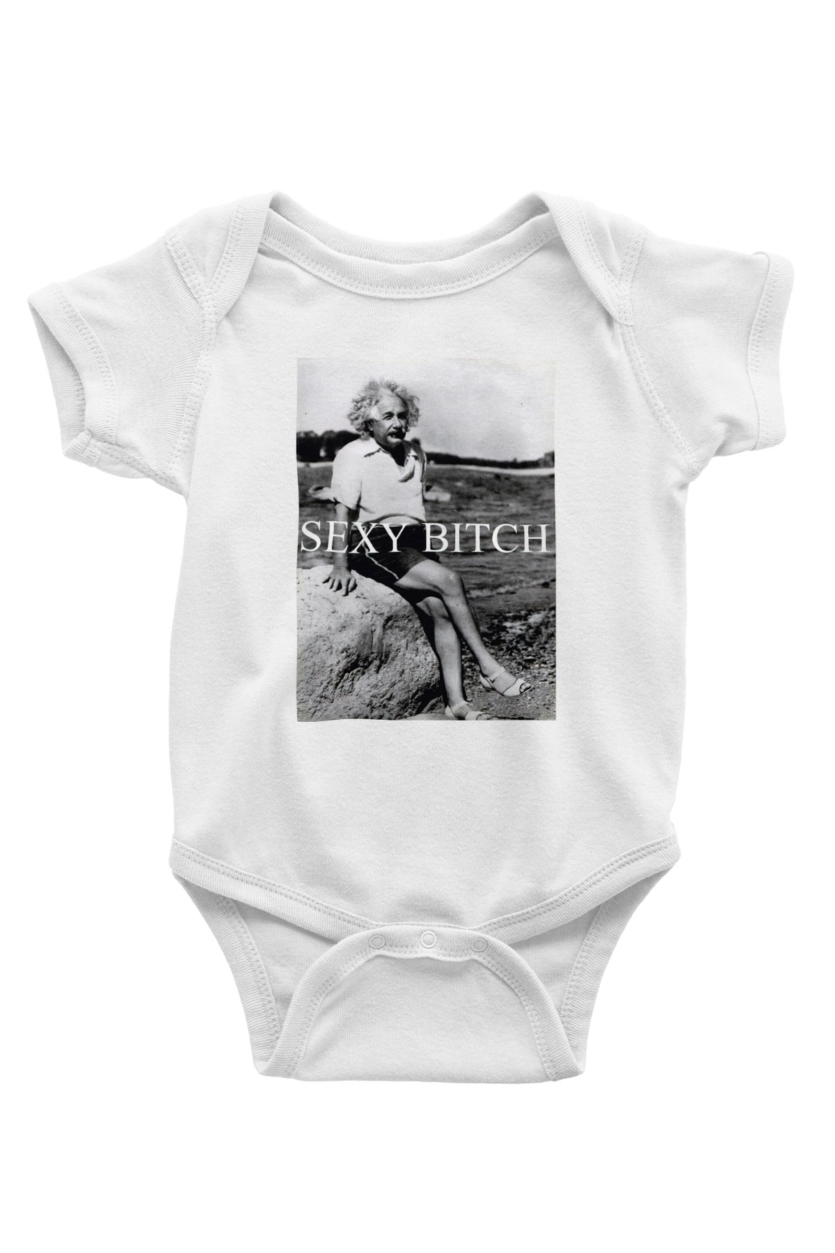 Einstein Baskılı Beyaz Unisex Bebek Body - Zıbın