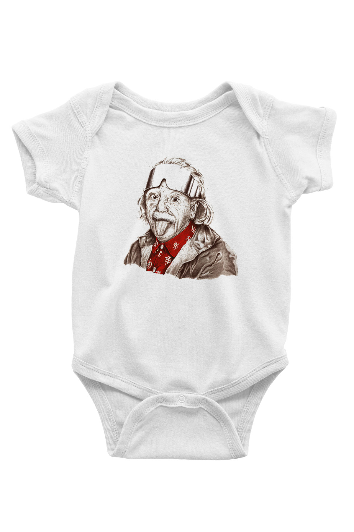 Einstein Baskılı Beyaz Unisex Bebek Body - Zıbın