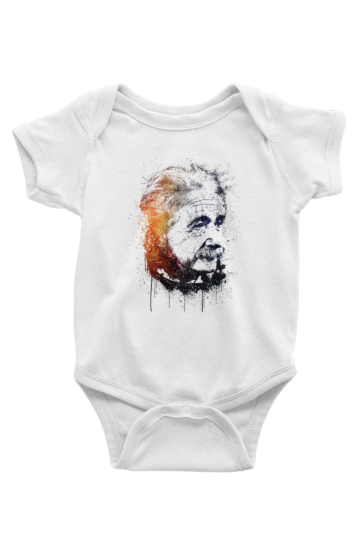 Einstein Baskılı Beyaz Unisex Bebek Body - Zıbın
