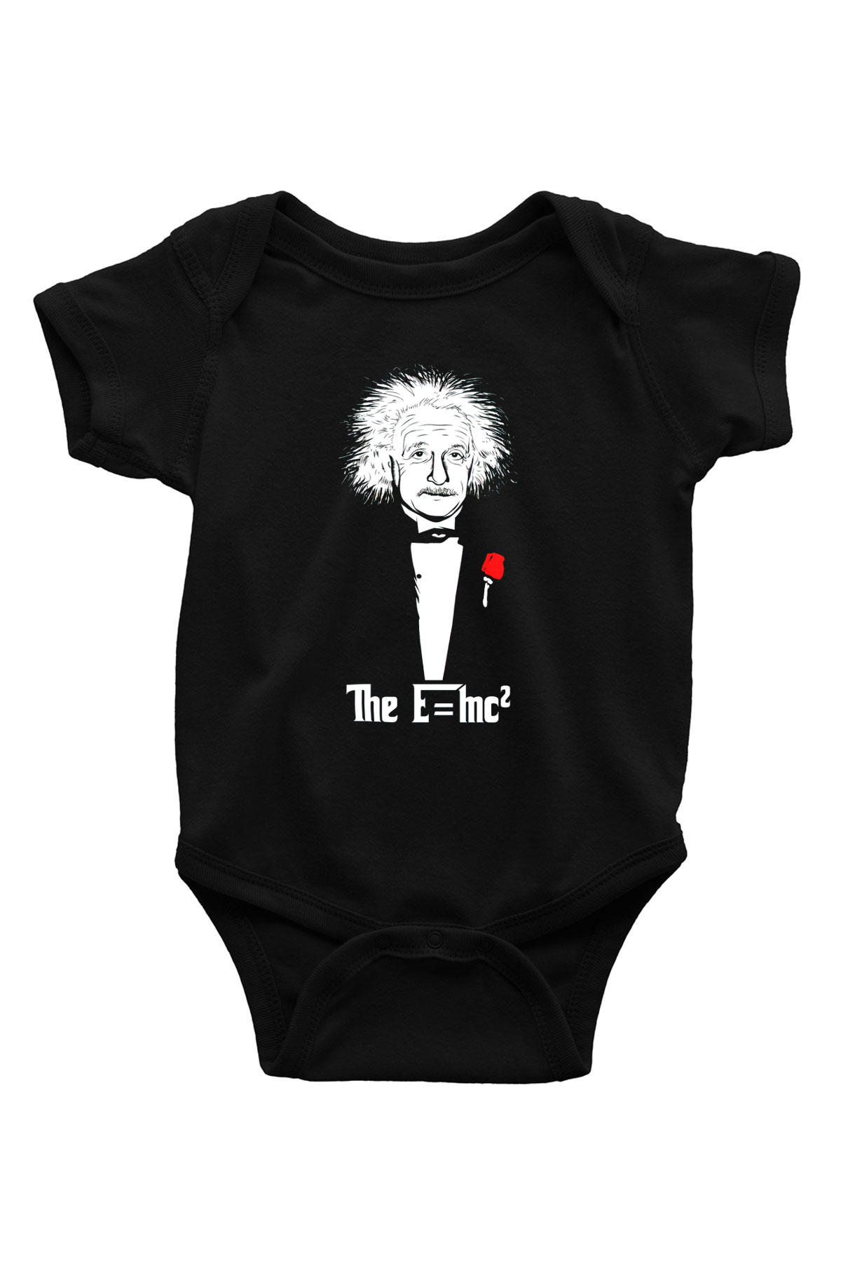 Einstein Baskılı Siyah Bebek Body - Zıbın