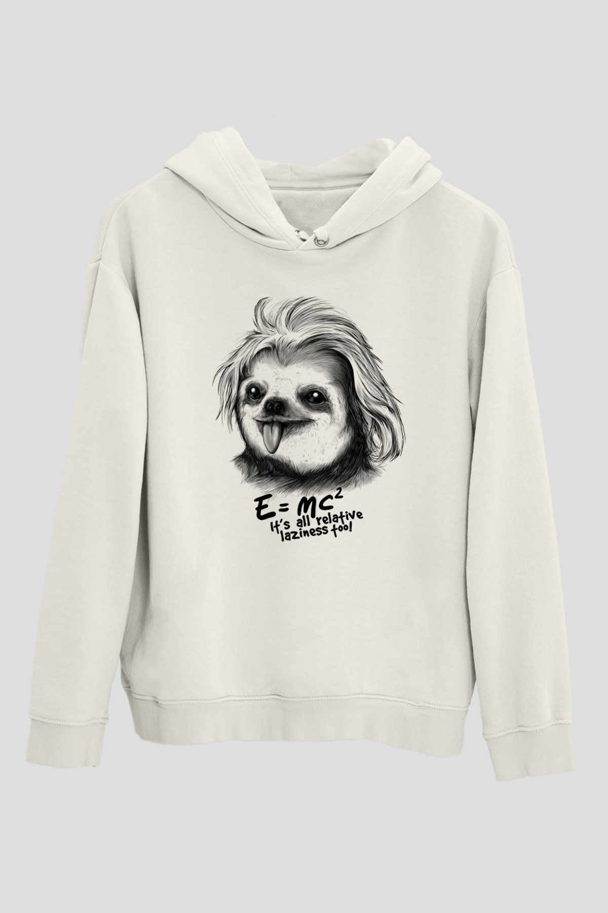 Einstein Beyaz Unisex Kapşonlu Sweatshirt