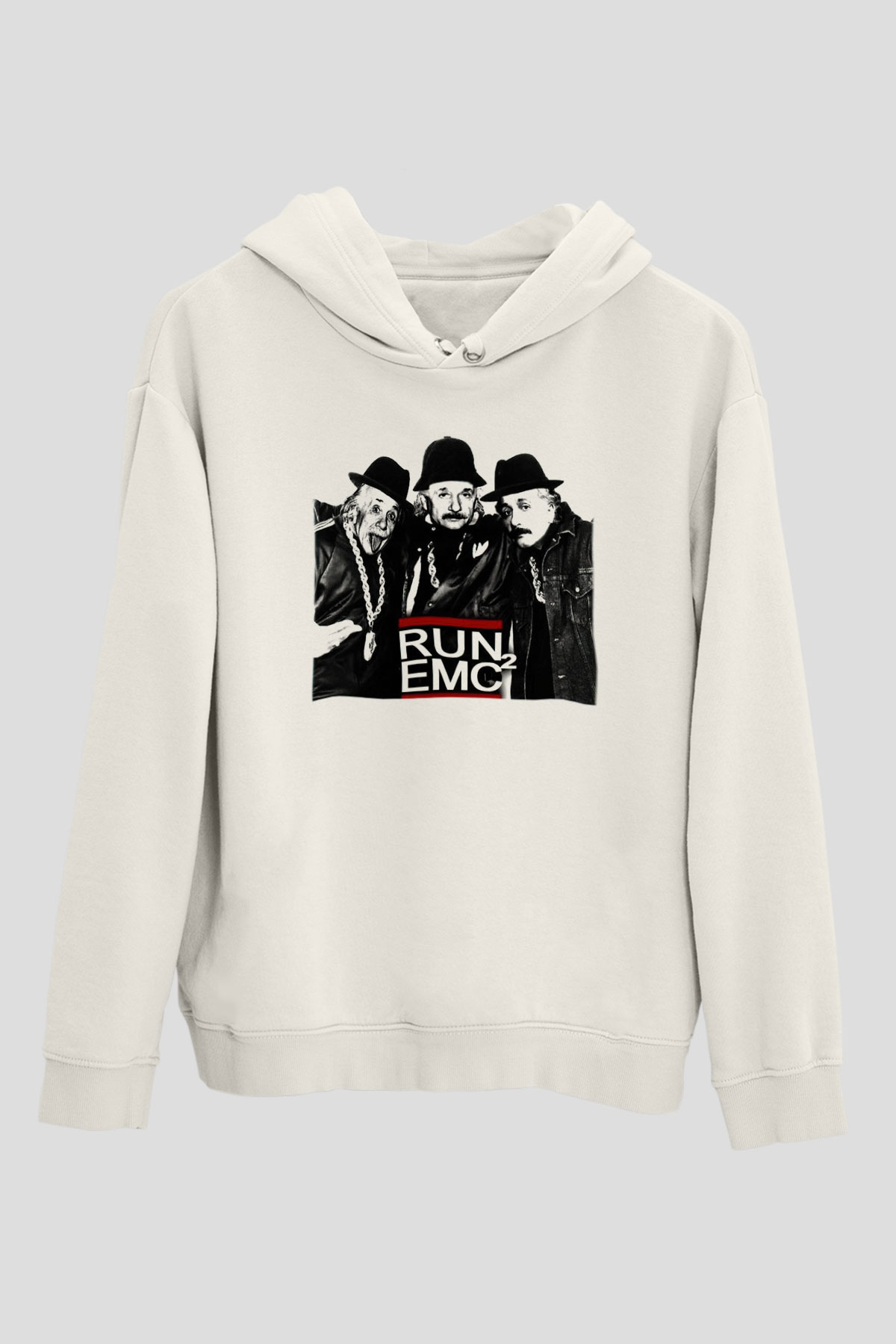 Einstein Beyaz Unisex Kapşonlu Sweatshirt