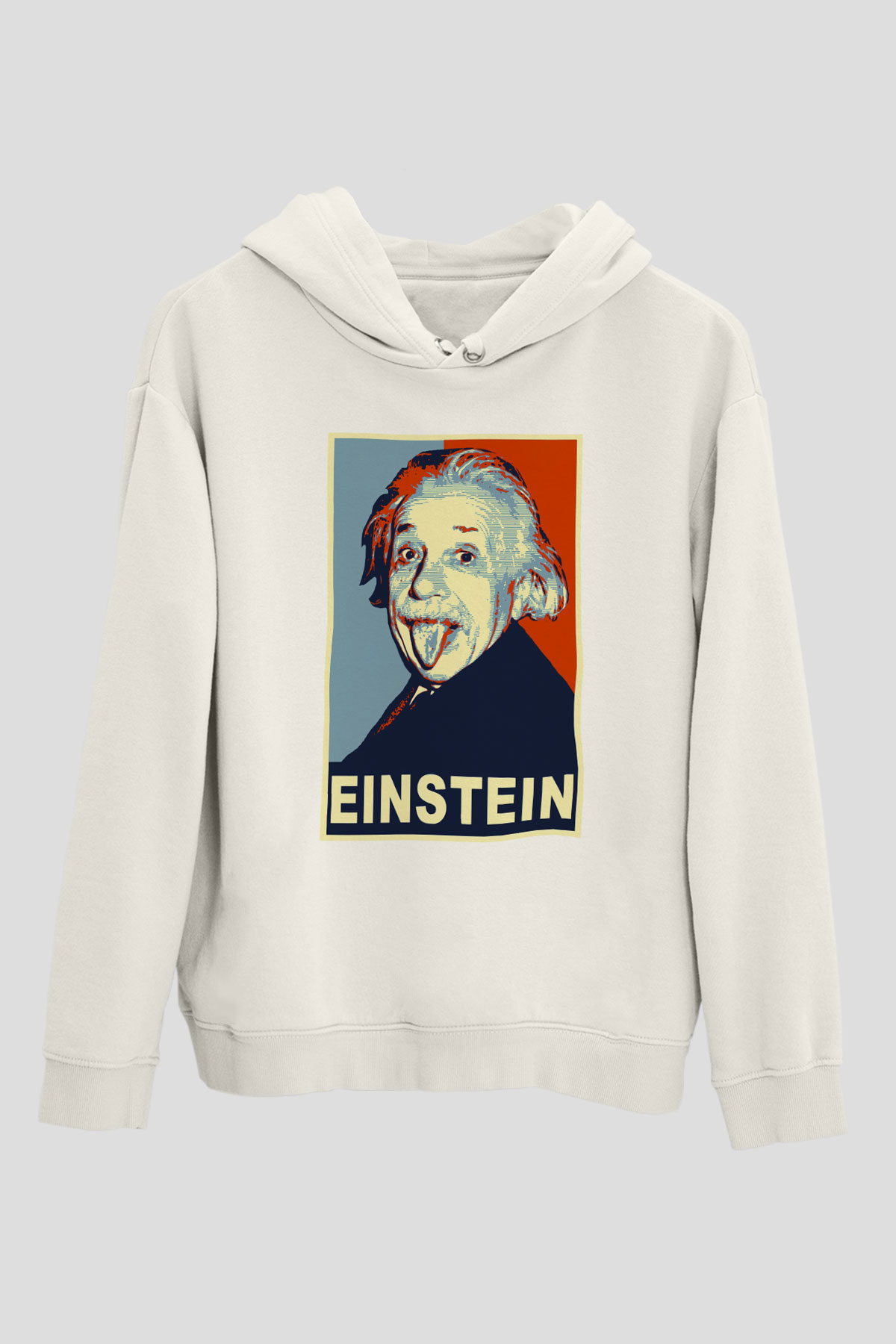Einstein Beyaz Unisex Kapşonlu Sweatshirt