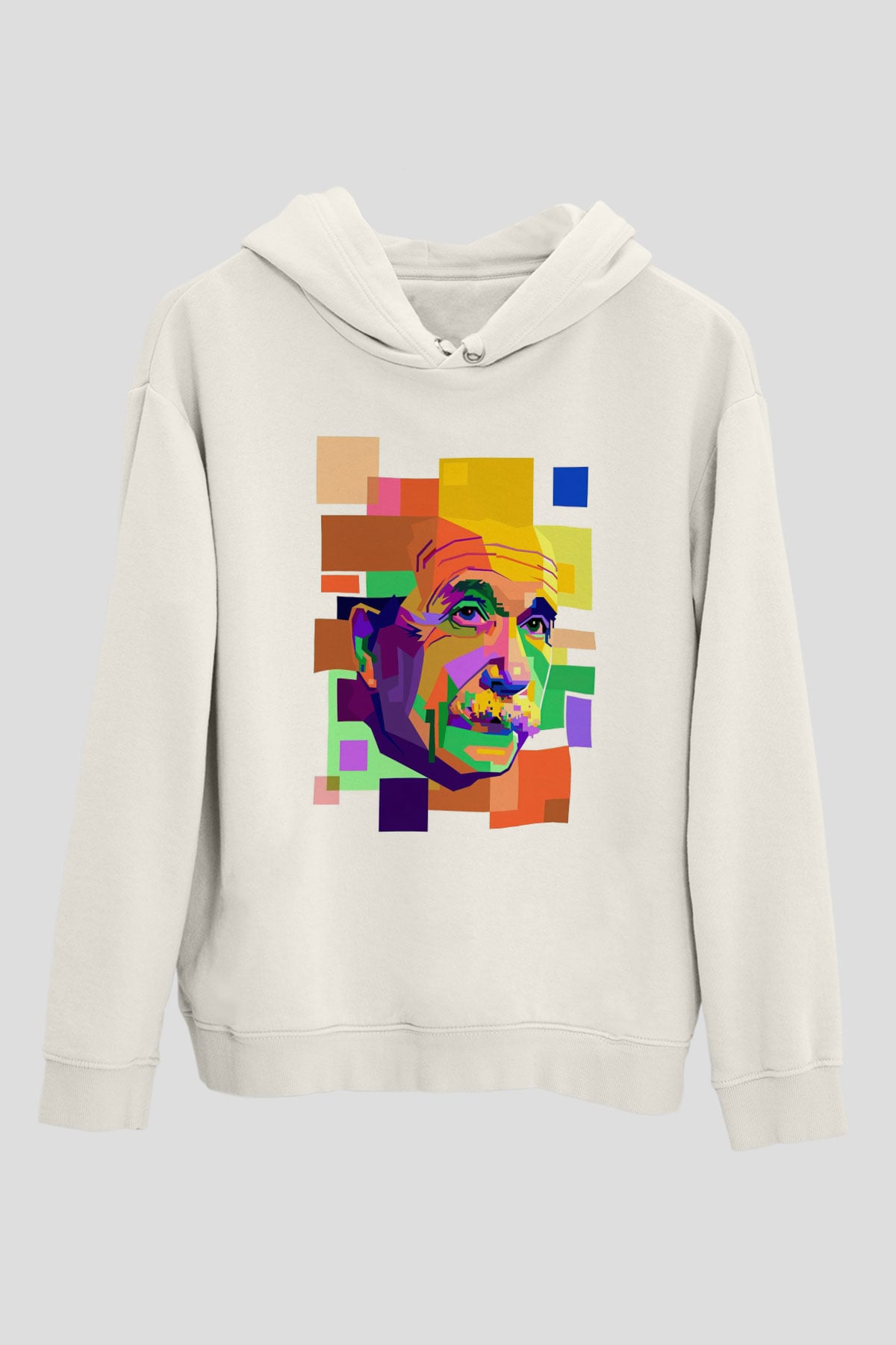 Einstein Beyaz Unisex Kapüşonlu Sweatshirt
