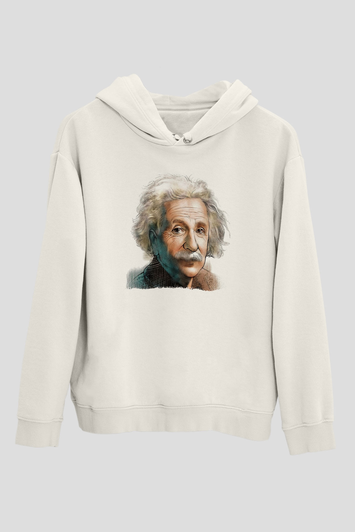 Einstein Beyaz Unisex Kapüşonlu Sweatshirt