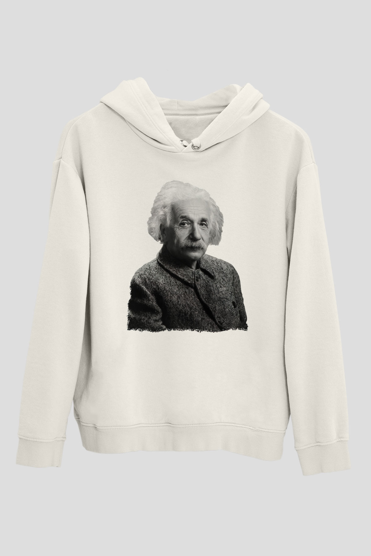 Einstein Beyaz Unisex Kapüşonlu Sweatshirt