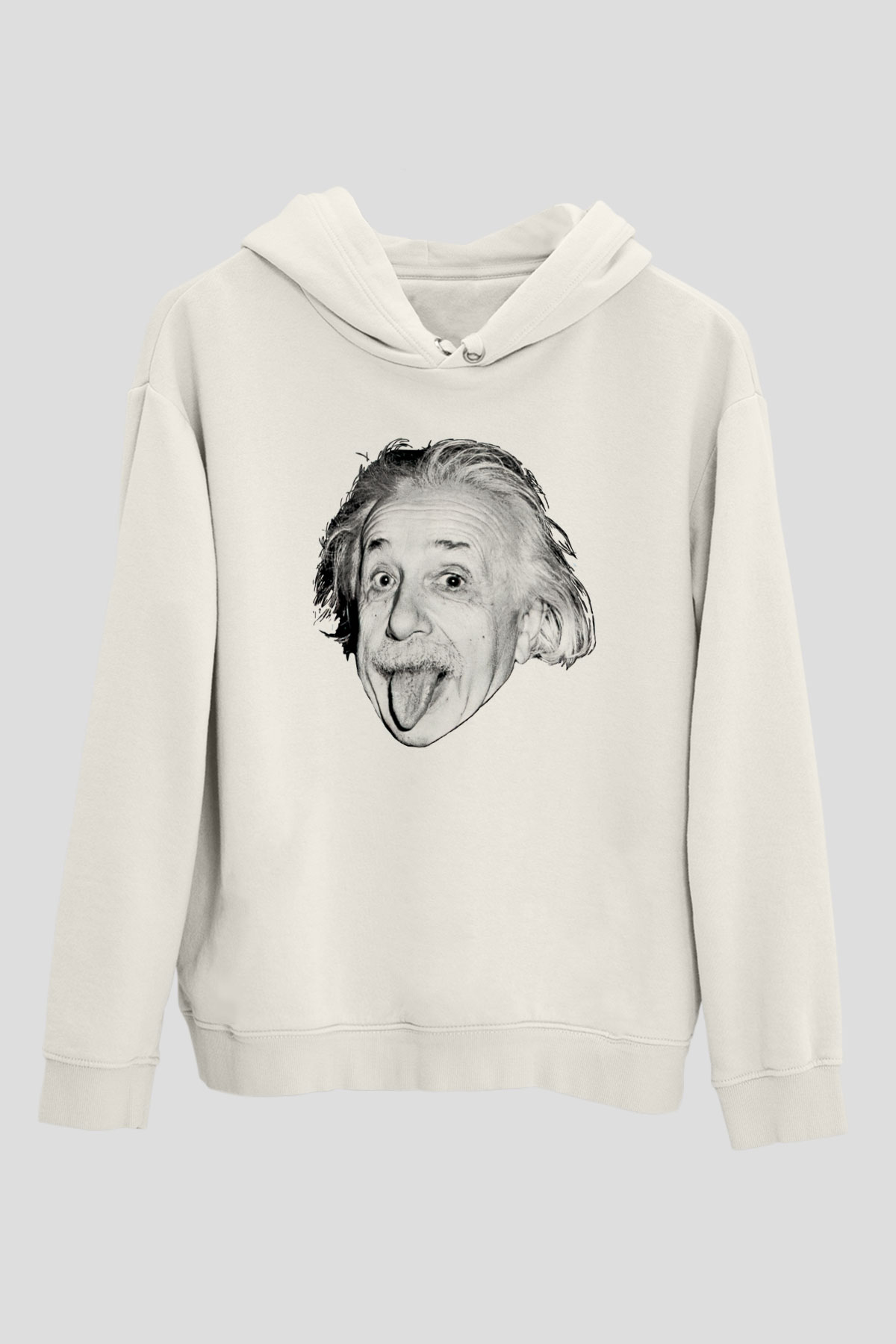 Einstein Beyaz Unisex Kapüşonlu Sweatshirt