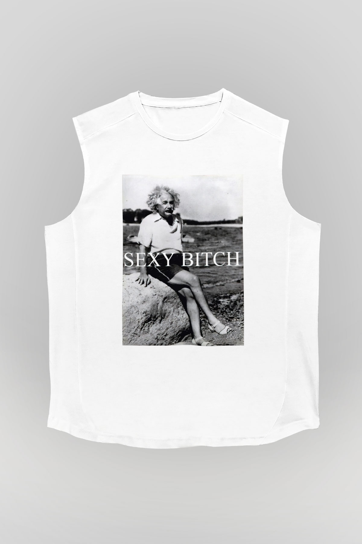 Einstein Beyaz Unisex Kolsuz Tişört