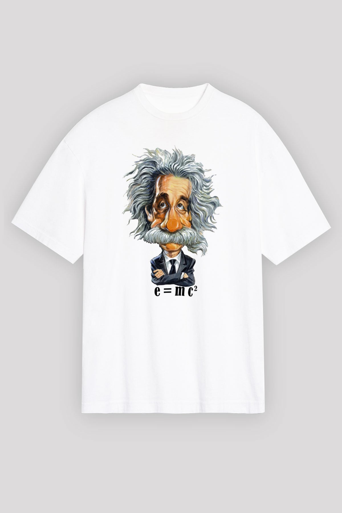 Einstein Beyaz Unisex Oversize Tişört T-Shirt
