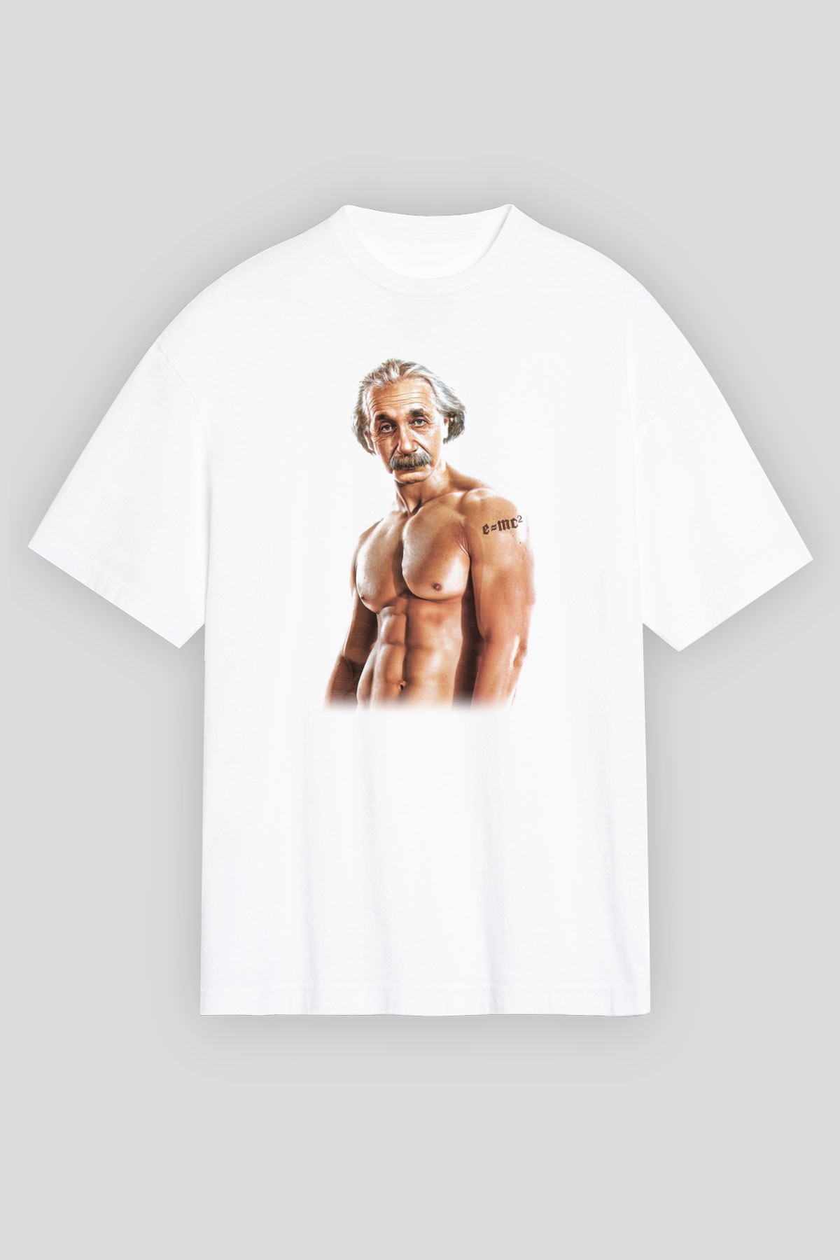 Einstein Beyaz Unisex Oversize Tişört T-Shirt