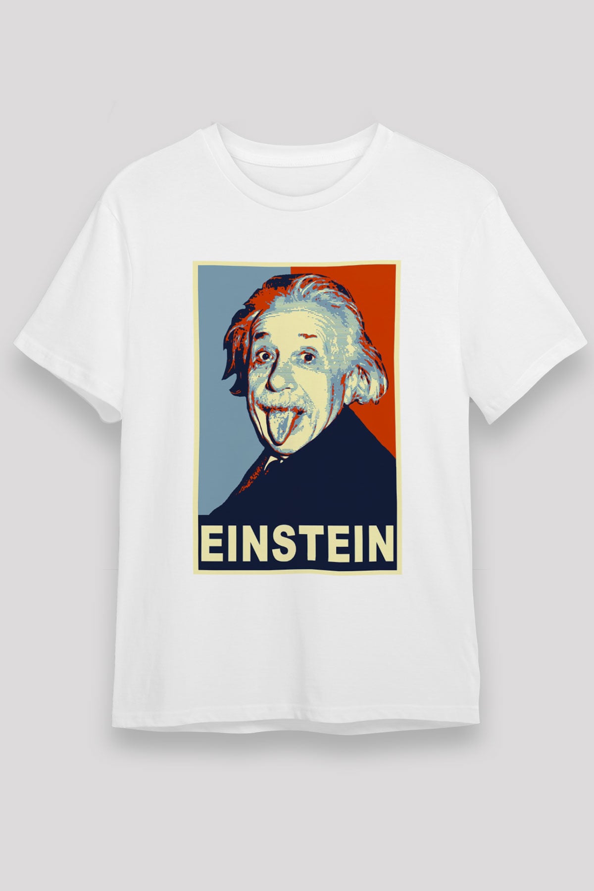 Einstein Beyaz Unisex Tişört T-Shirt - TişörtFabrikası