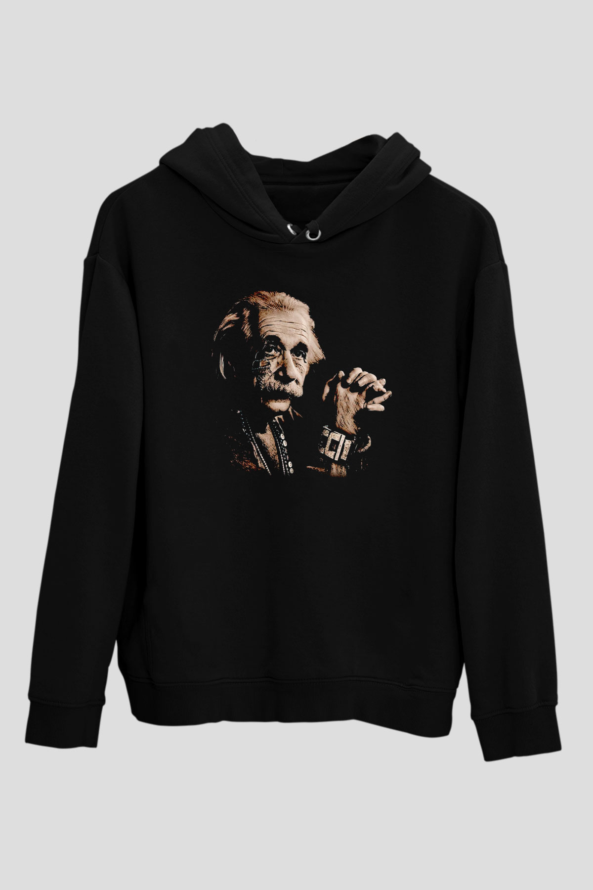 Einstein Siyah Unisex Kapüşonlu Sweatshirt