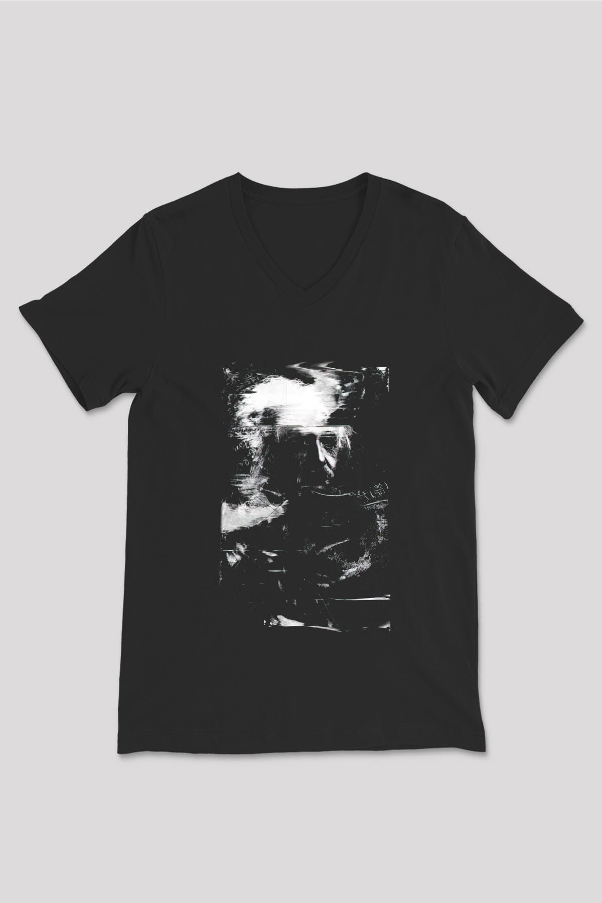 Einstein Siyah Unisex V Yaka Tişört T-Shirt