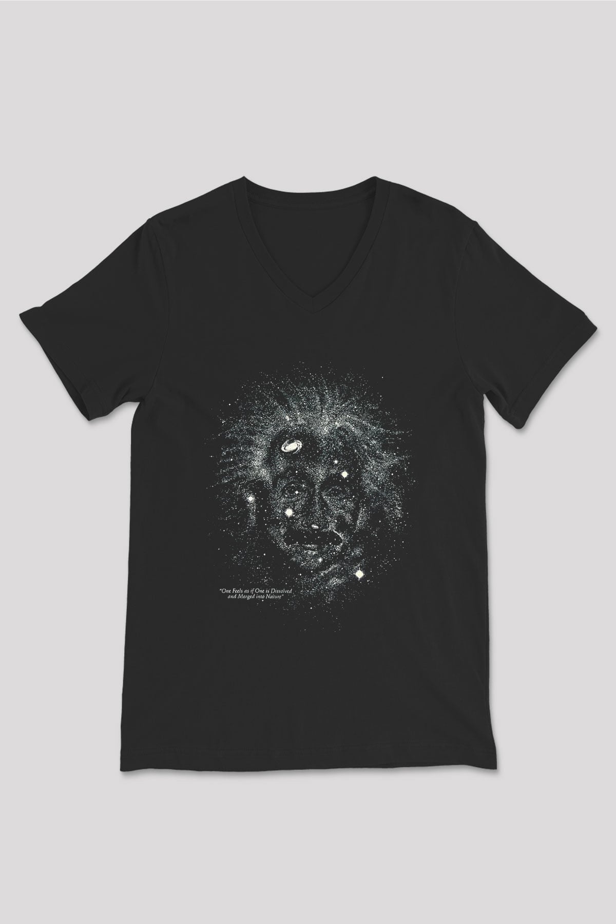 Einstein Siyah Unisex V Yaka Tişört T-Shirt