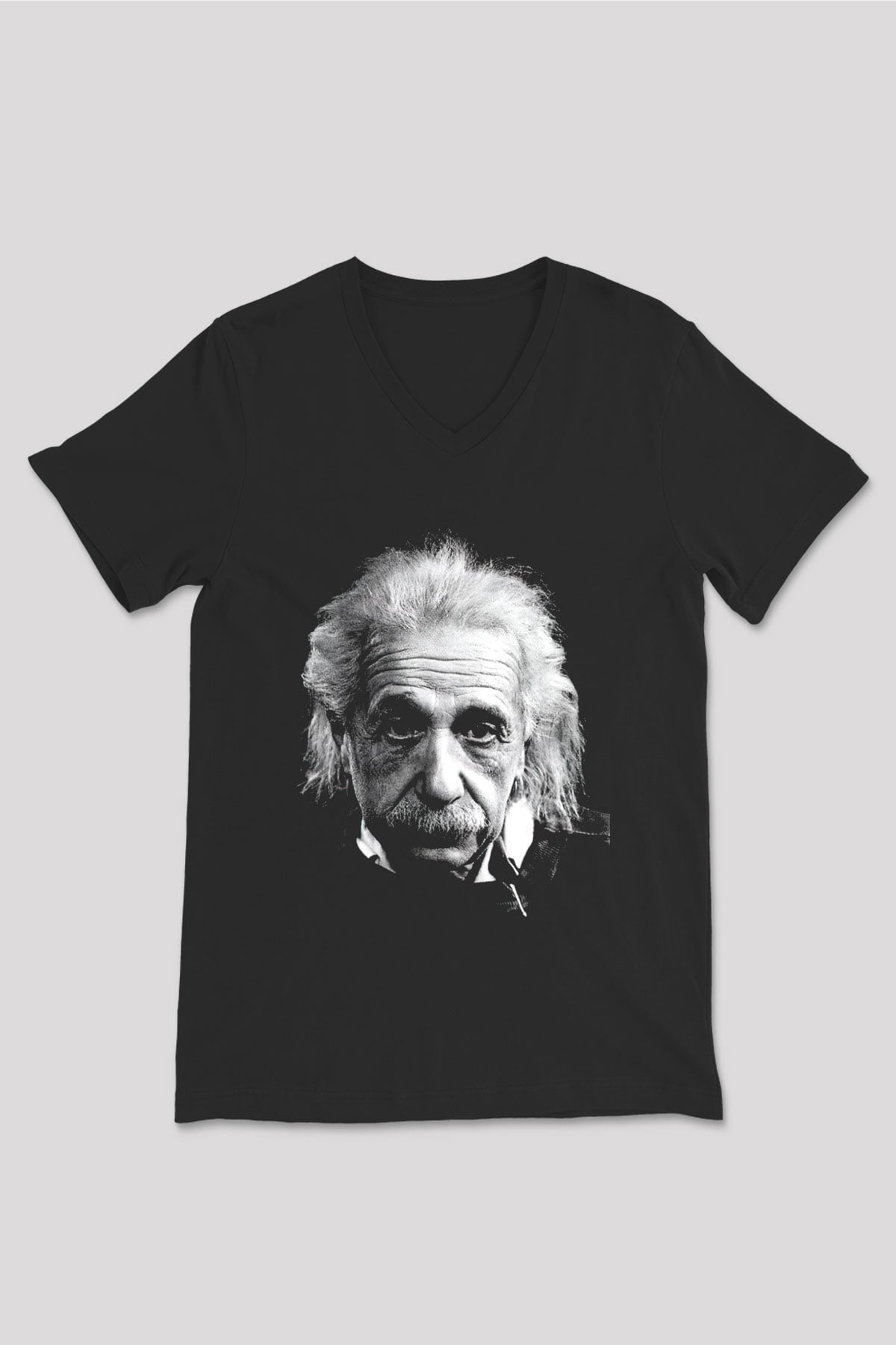 Einstein Siyah Unisex V Yaka Tişört T-Shirt