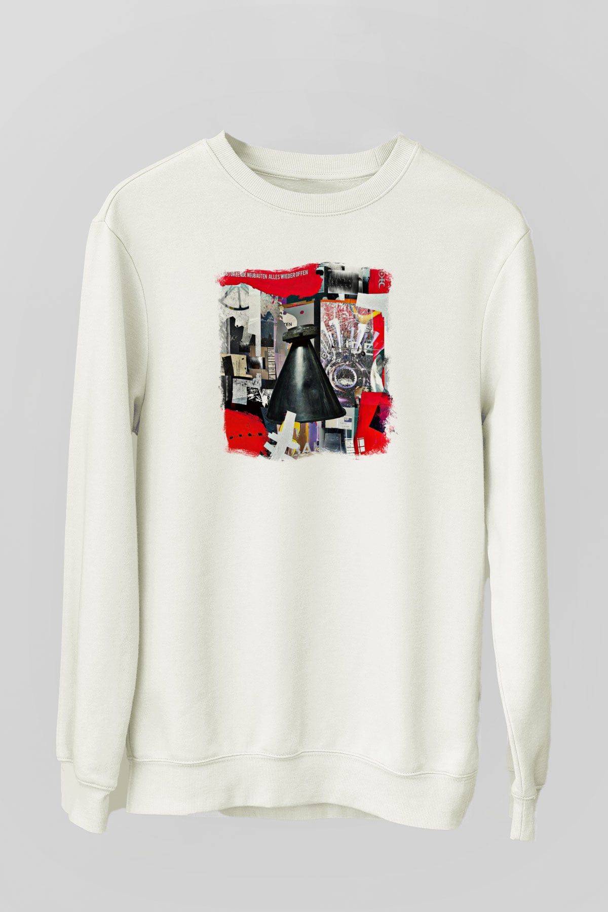 Einstürzende Neubauten Baskılı Unisex Beyaz Sweatshirt