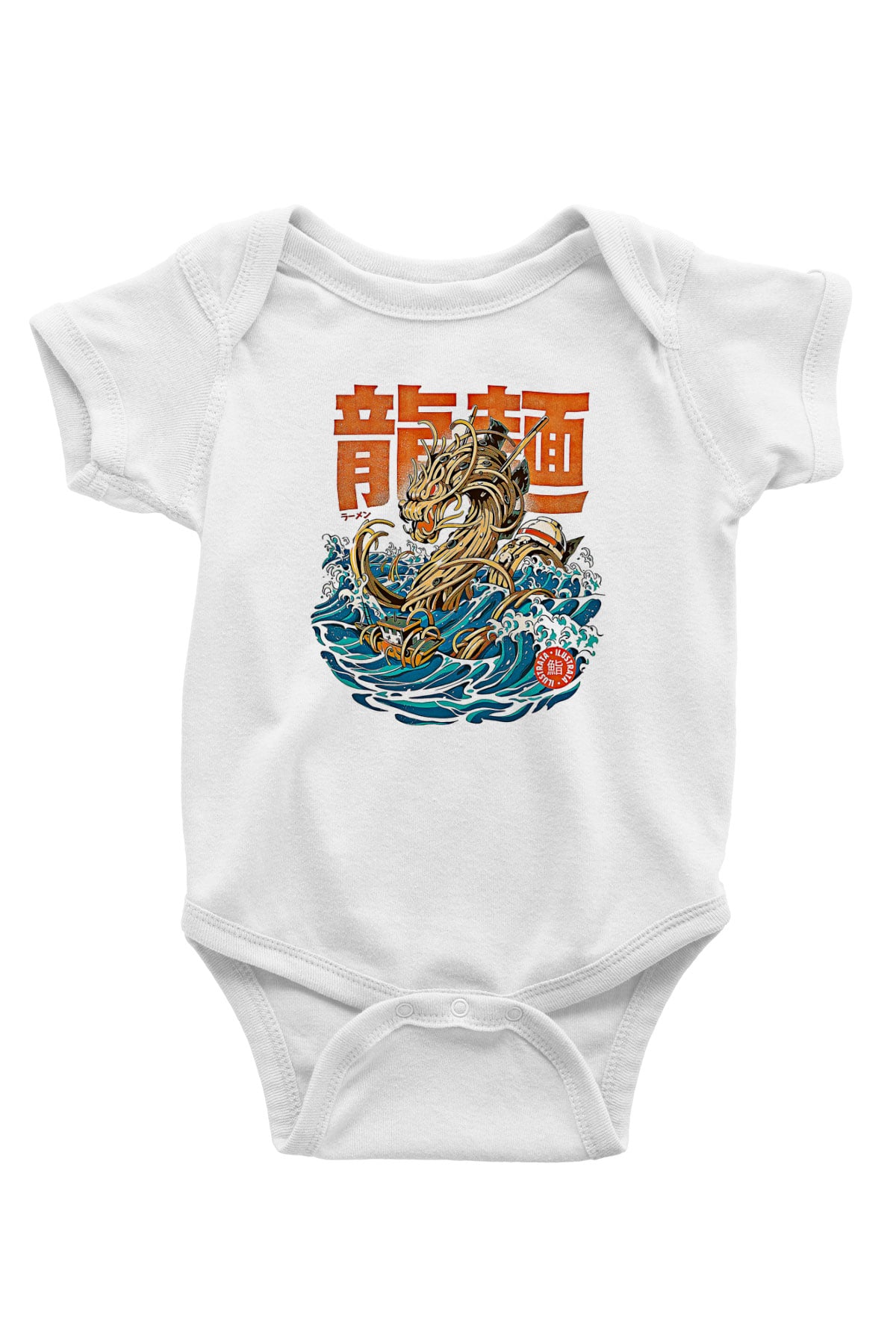 Ejderha Baskılı Beyaz Unisex Bebek Body - Zıbın
