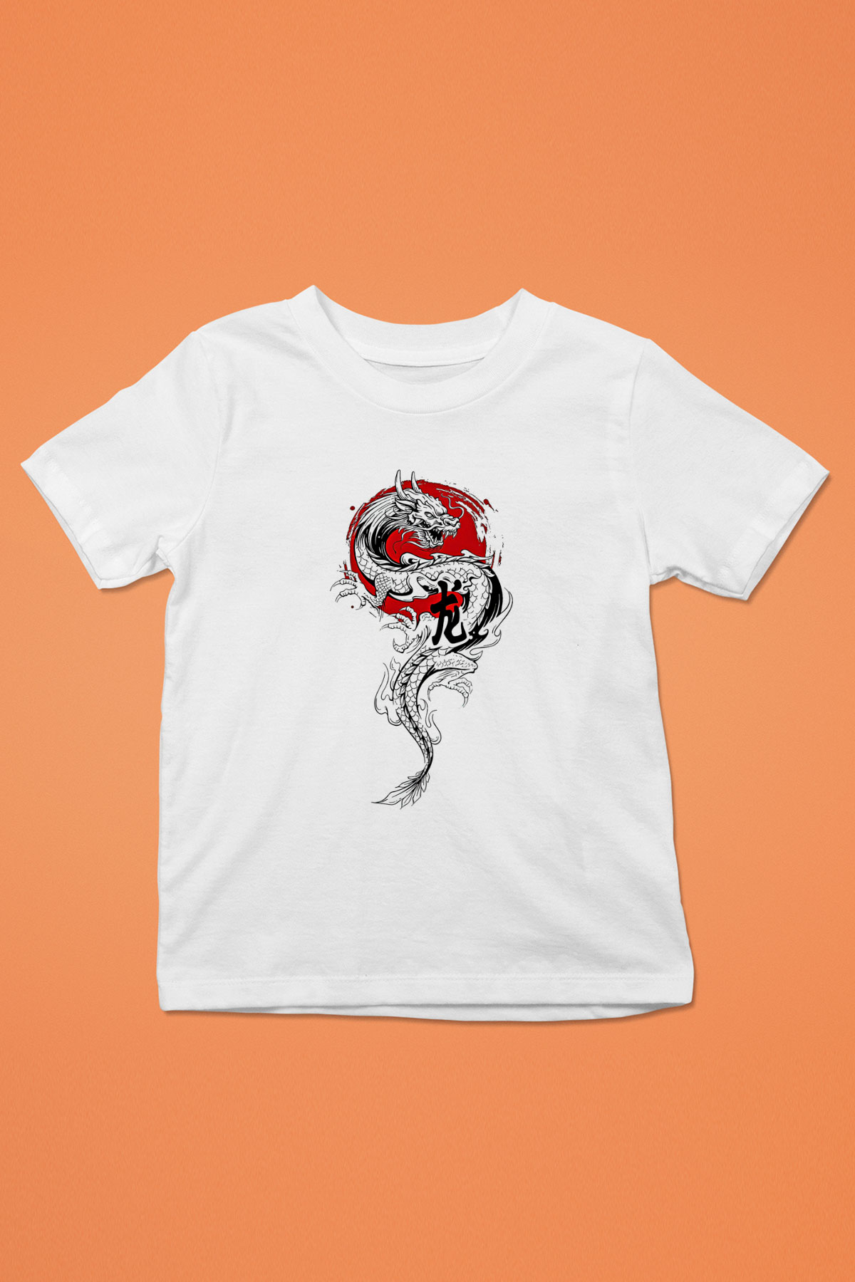 Ejderha Baskılı Beyaz Unisex Beyaz Çocuk Tişört - Tshirt