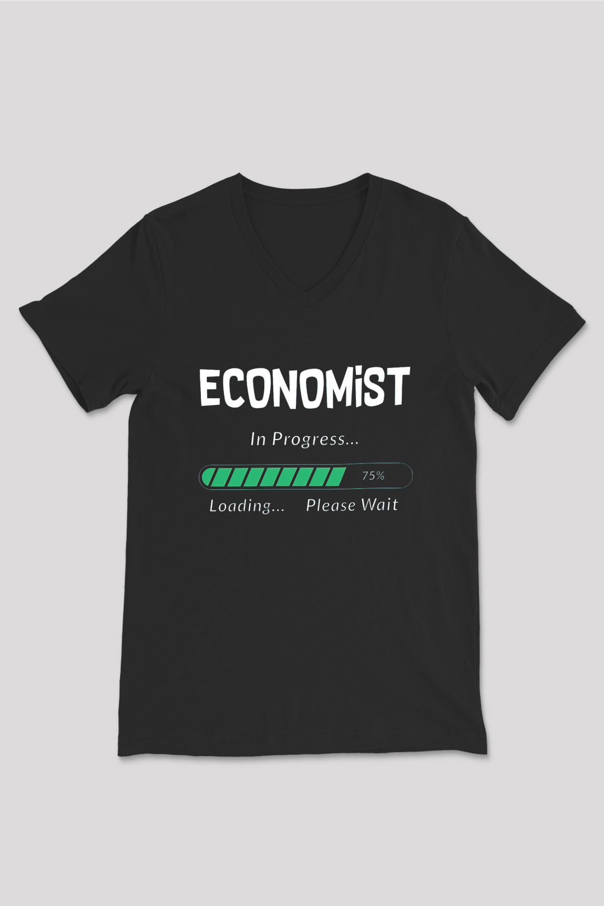 Ekonomist Siyah Unisex V Yaka Tişört