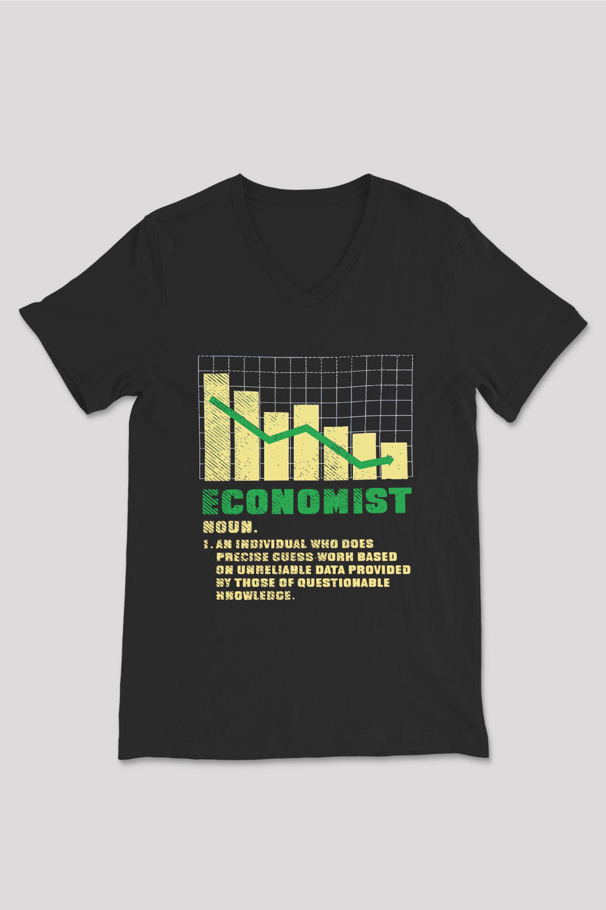 Ekonomist Siyah Unisex V Yaka Tişört