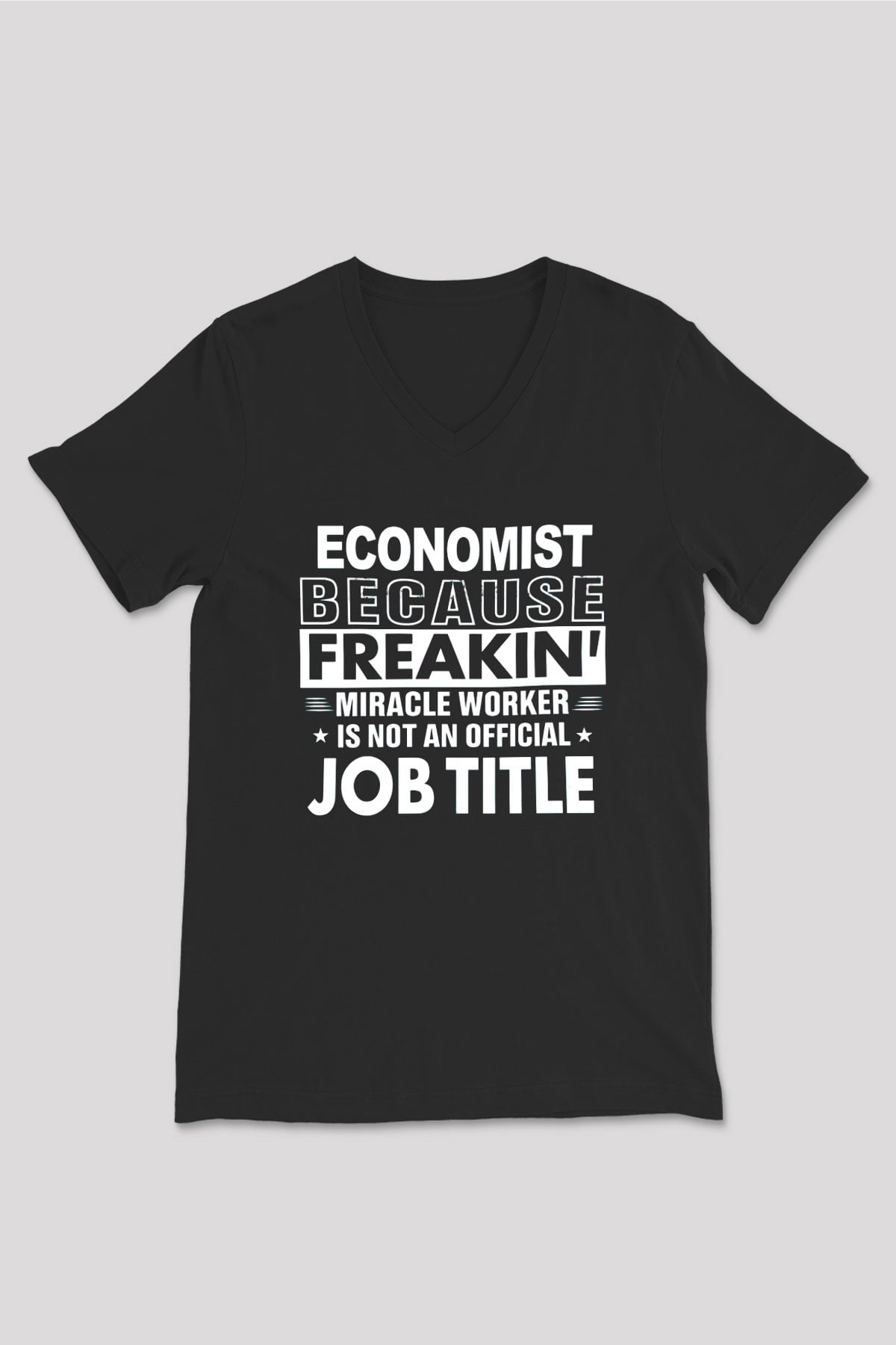 Ekonomist Siyah Unisex V Yaka Tişört T-Shirt