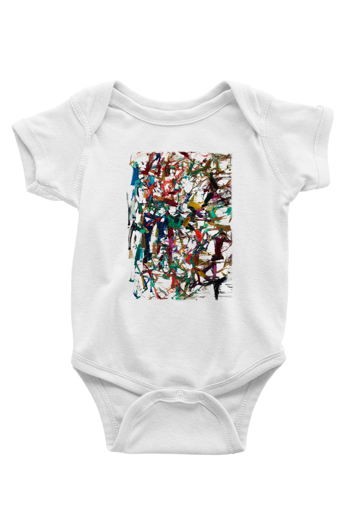 Ekspresyonizm Baskılı Beyaz Unisex Bebek Body - Zıbın
