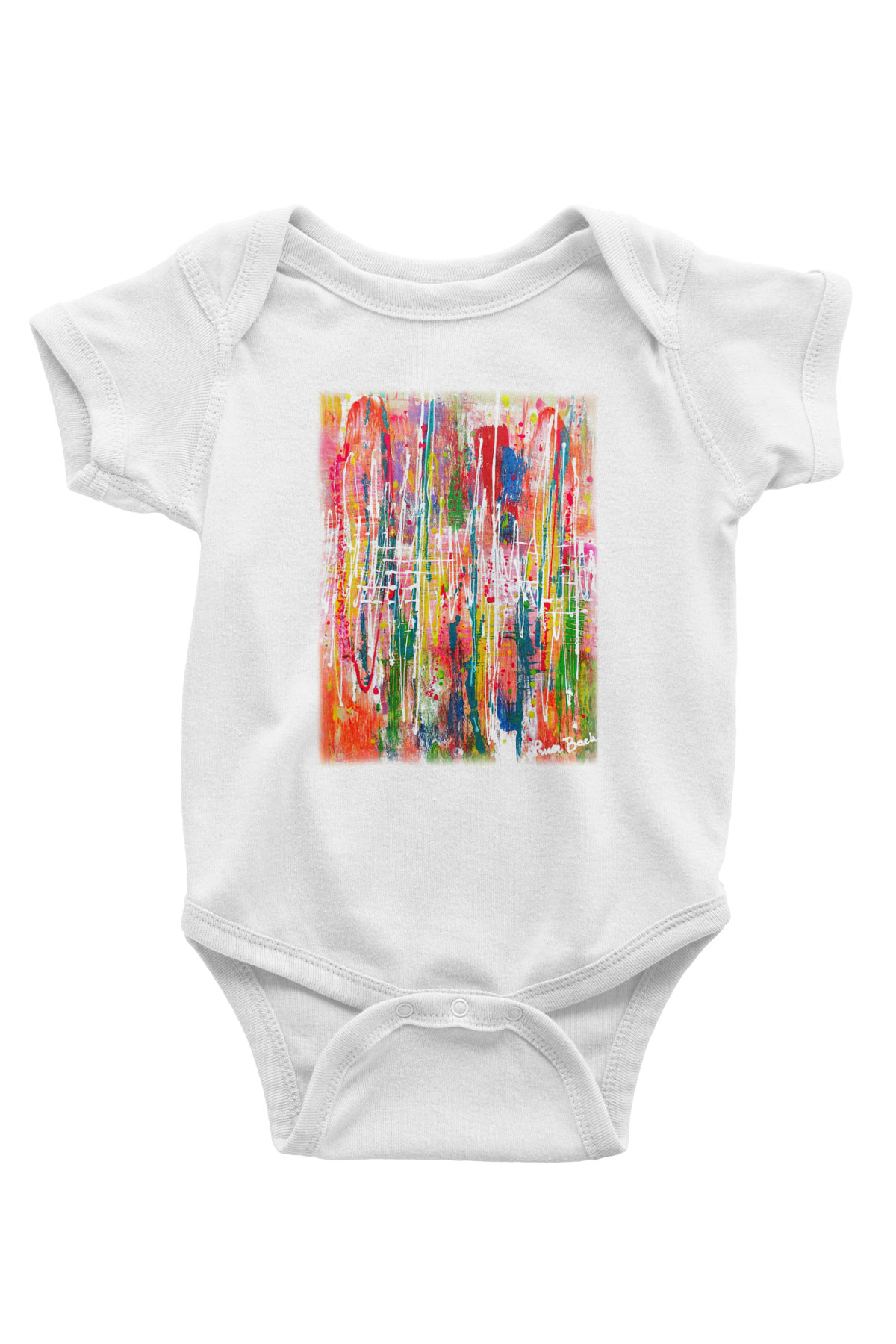 Ekspresyonizm Baskılı Beyaz Unisex Bebek Body - Zıbın
