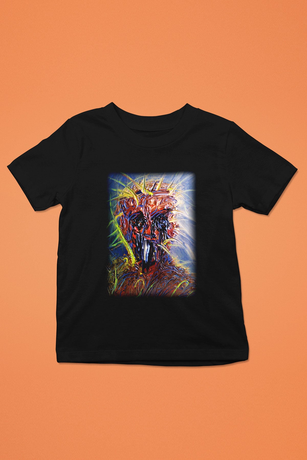 Ekspresyonizm Baskılı Siyah Unisex Çocuk Tişört