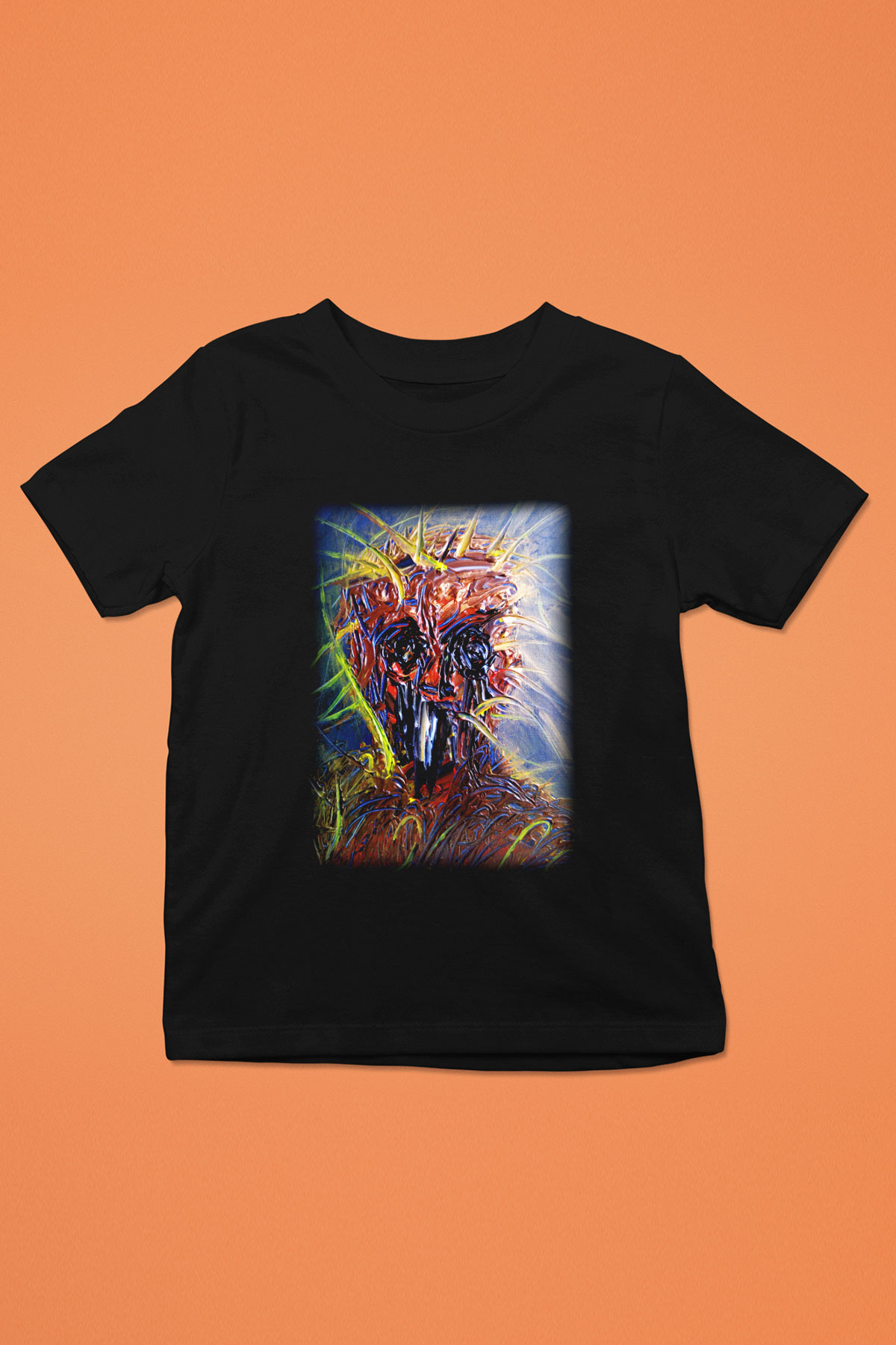Ekspresyonizm Baskılı Siyah Unisex Çocuk Tişört