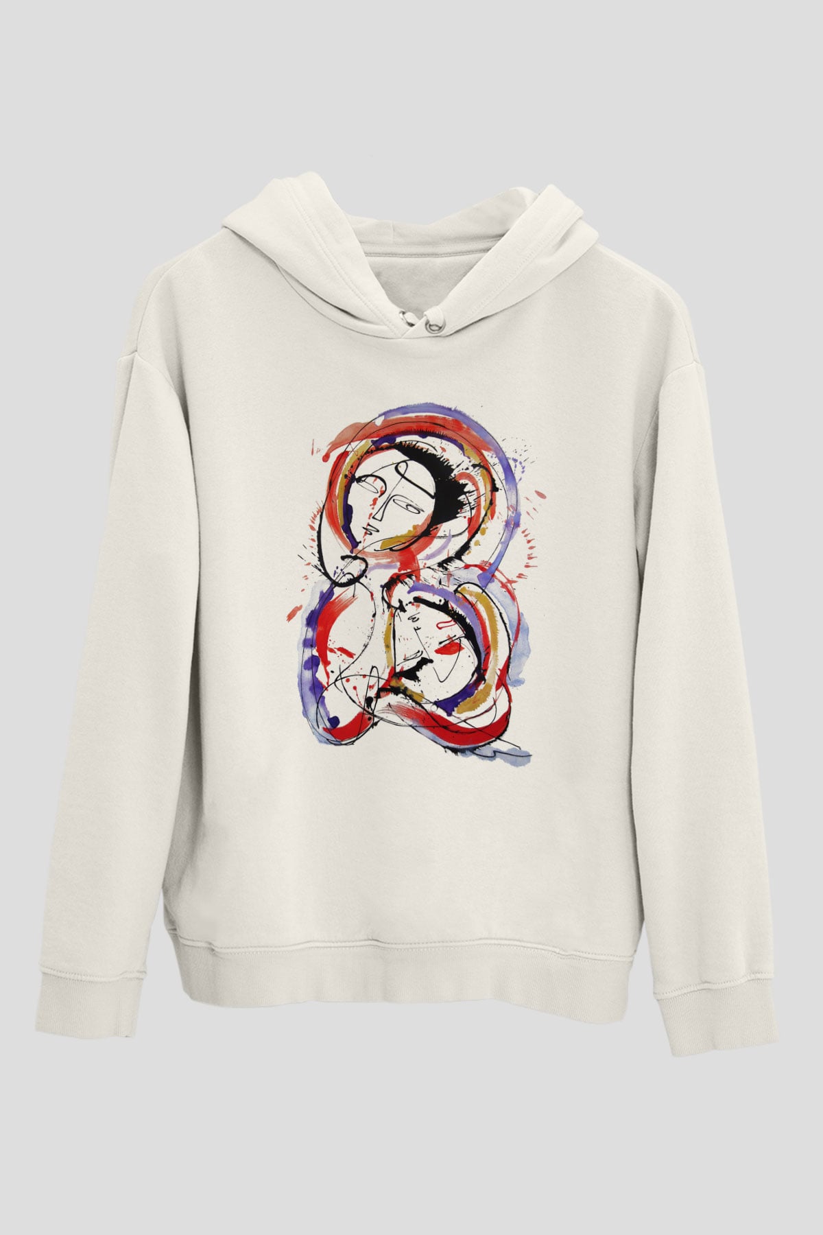 Ekspresyonizm Beyaz Unisex Kapşonlu Sweatshirt