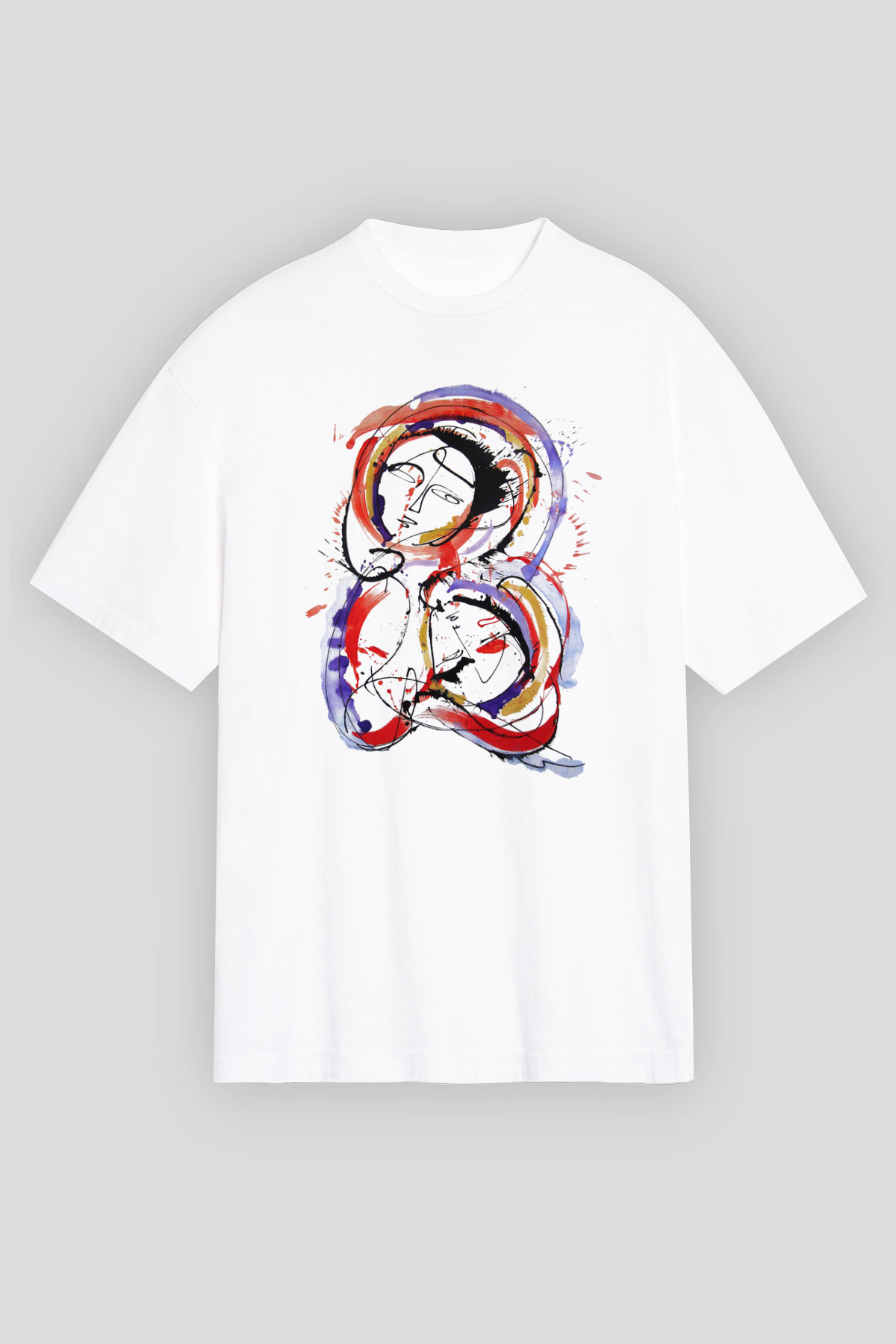 Ekspresyonizm Beyaz Unisex Oversize Tişört T-Shirt